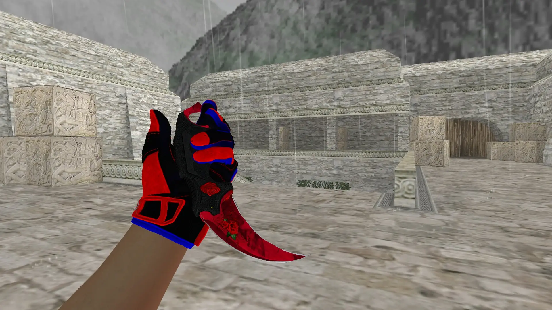 Karambit | Blossoming Rose — de_aztec (first person)