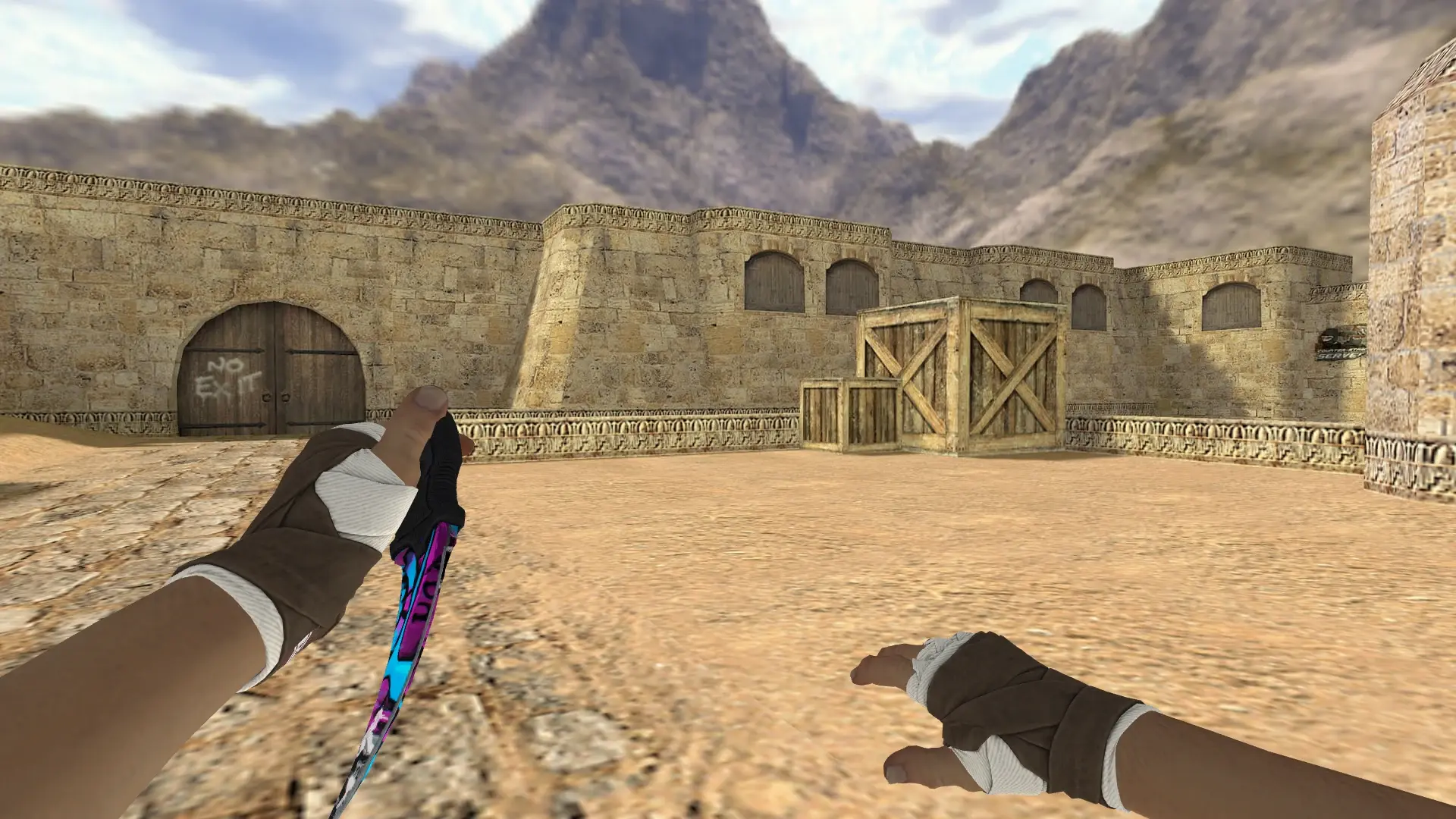Karambit | Fervent Dreams, leather hand wraps — de_dust2 (first person)