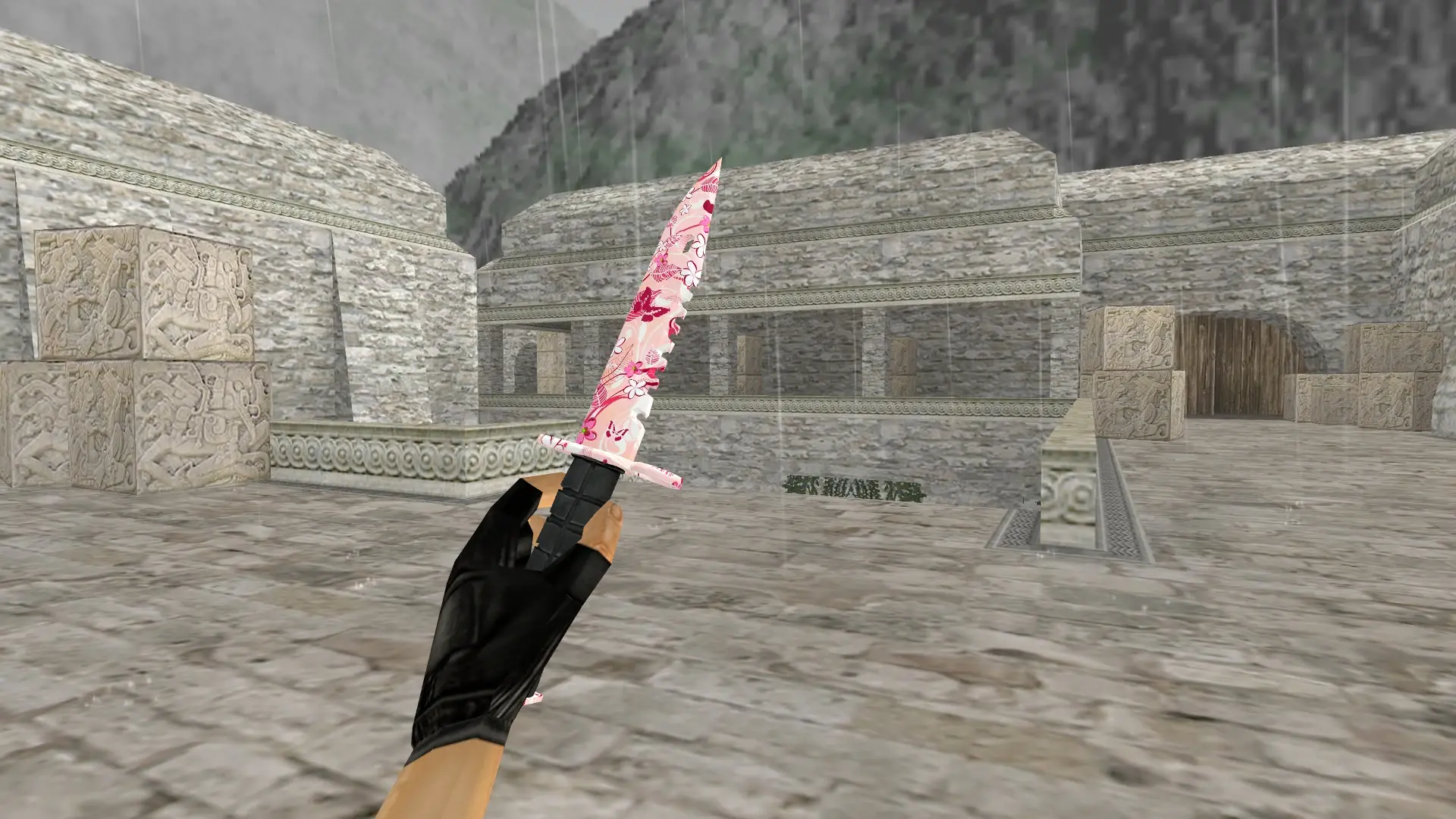 M9 Bayonet | Pink Flowers — de_aztec (first person)
