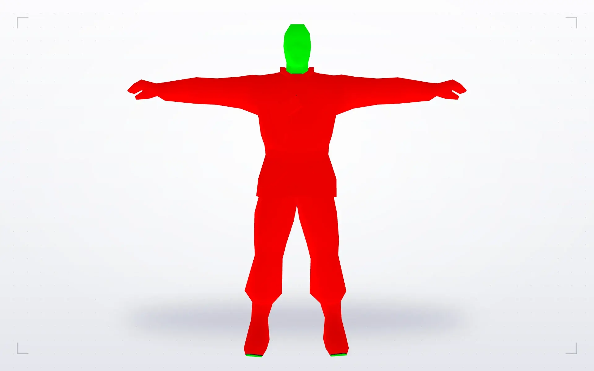 Red and Blue Player Models with Green Heads — front
