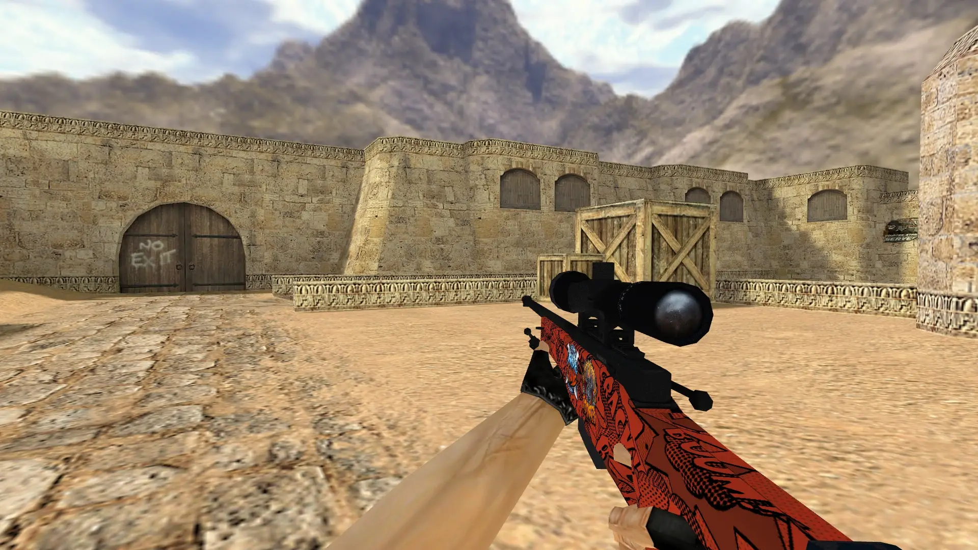 AWP Boom with stickers — de_dust2 (first person)