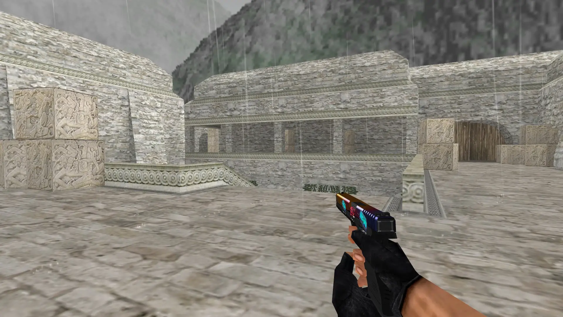 Glock-18 | Fade with stickers — de_aztec (first person)