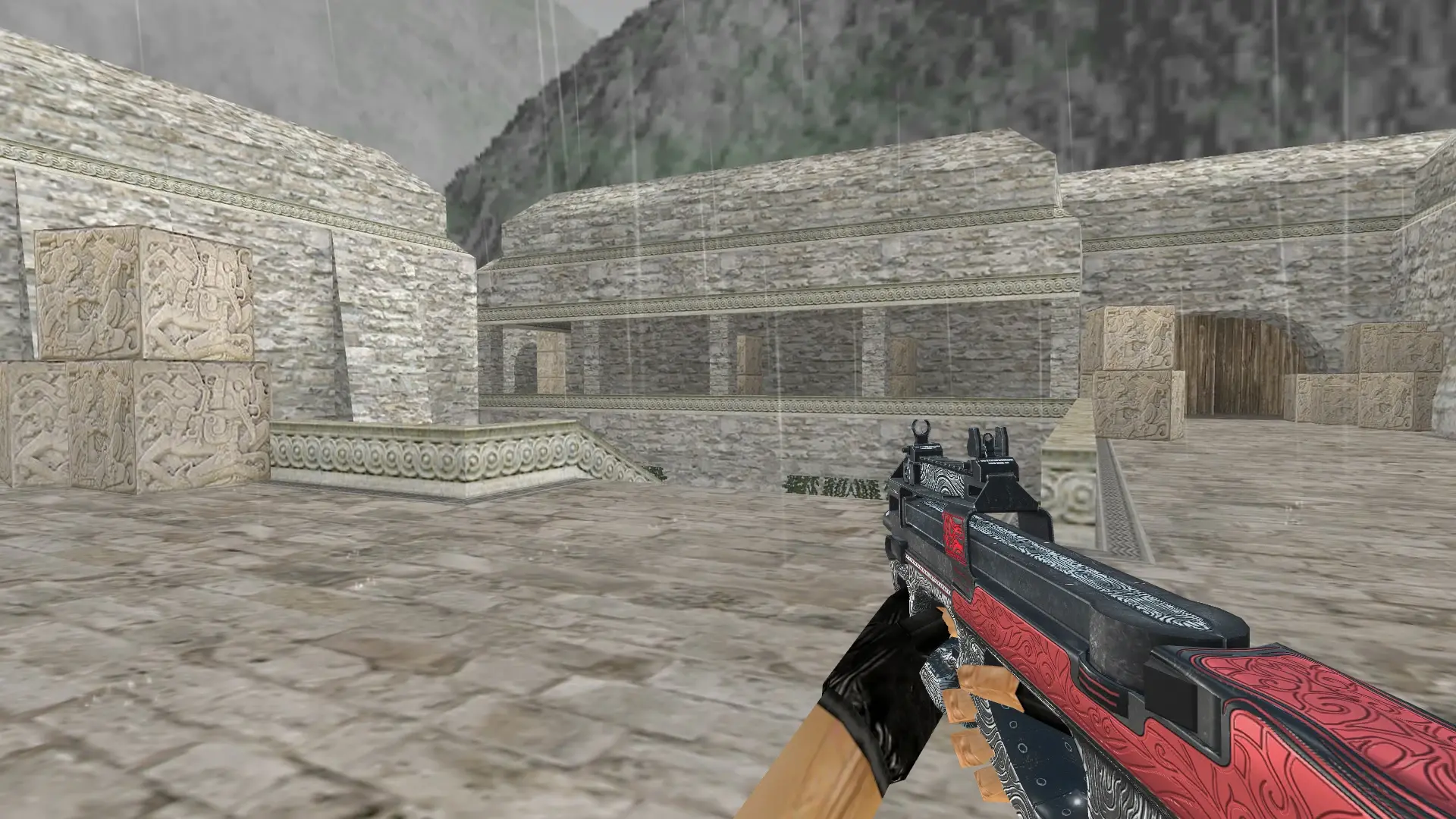 P90 Bark Beetle Red — de_aztec (first person)