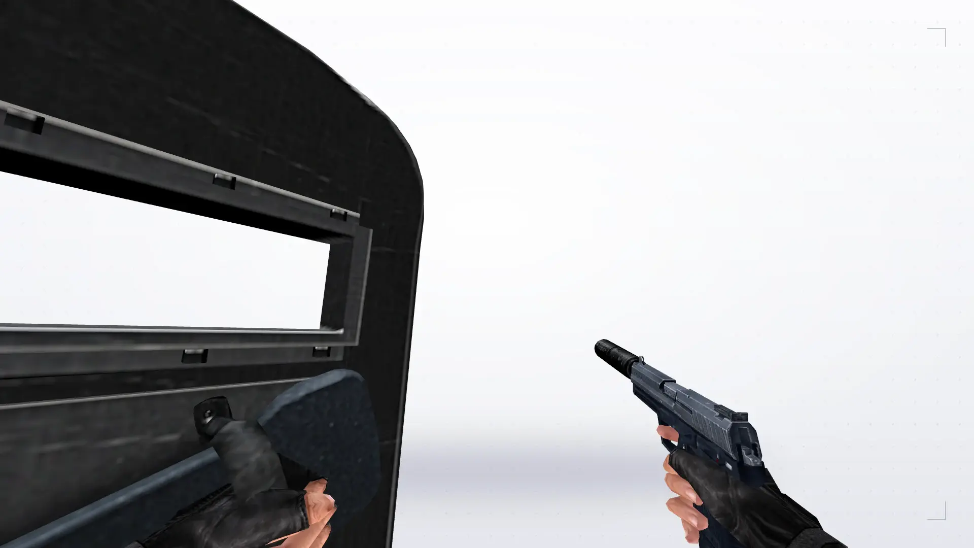 Silenced USP for the Shield — first person