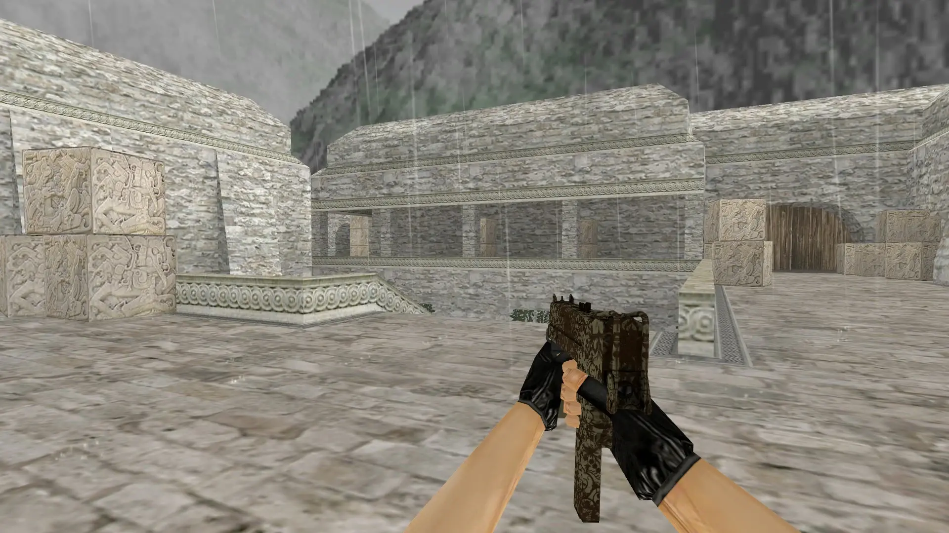 MAC-10 | Sienna Damask — de_aztec (first person)
