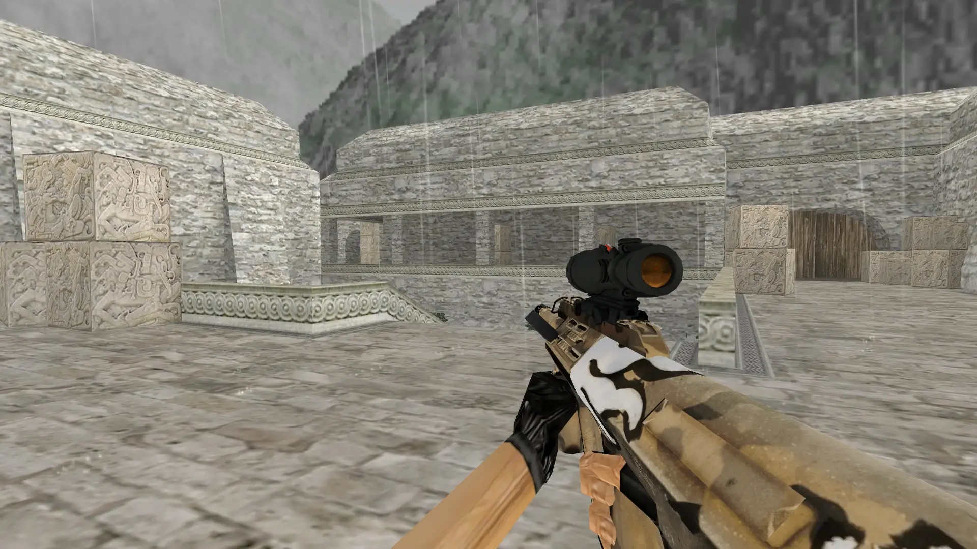 AUG Desert Revolt — de_aztec (first person)