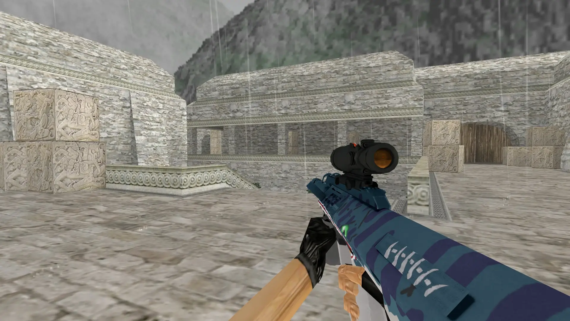 AUG Piranha — de_aztec (first person)
