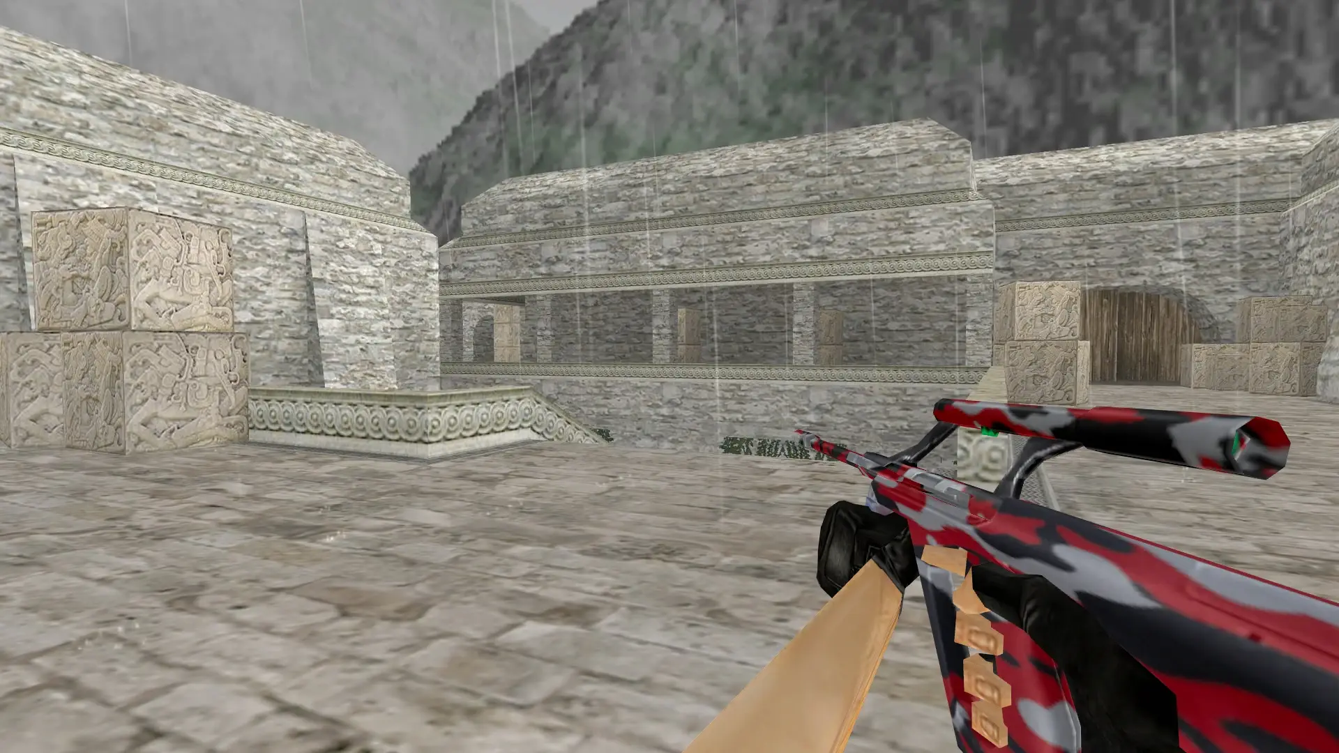 AUG Red Camo — de_aztec (first person)