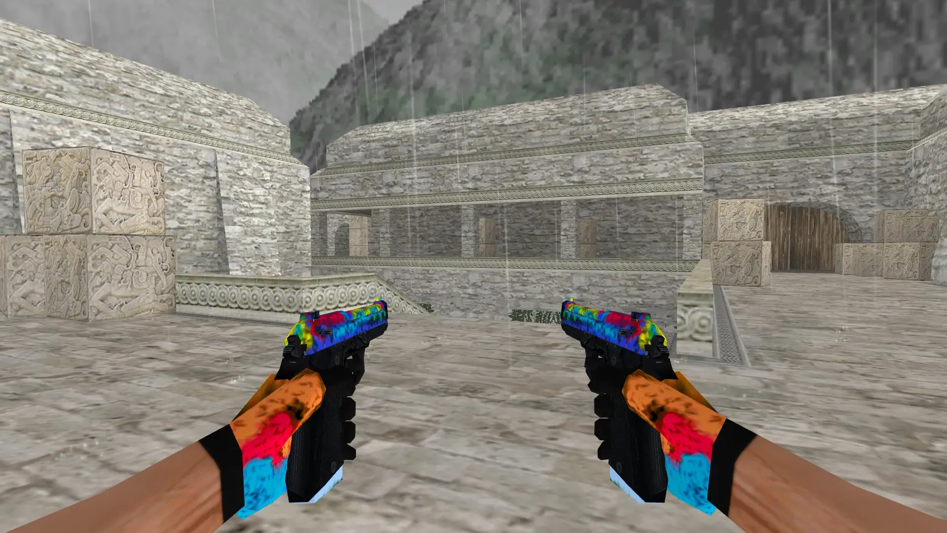 Dual Berettas Colorful — de_aztec (first person)