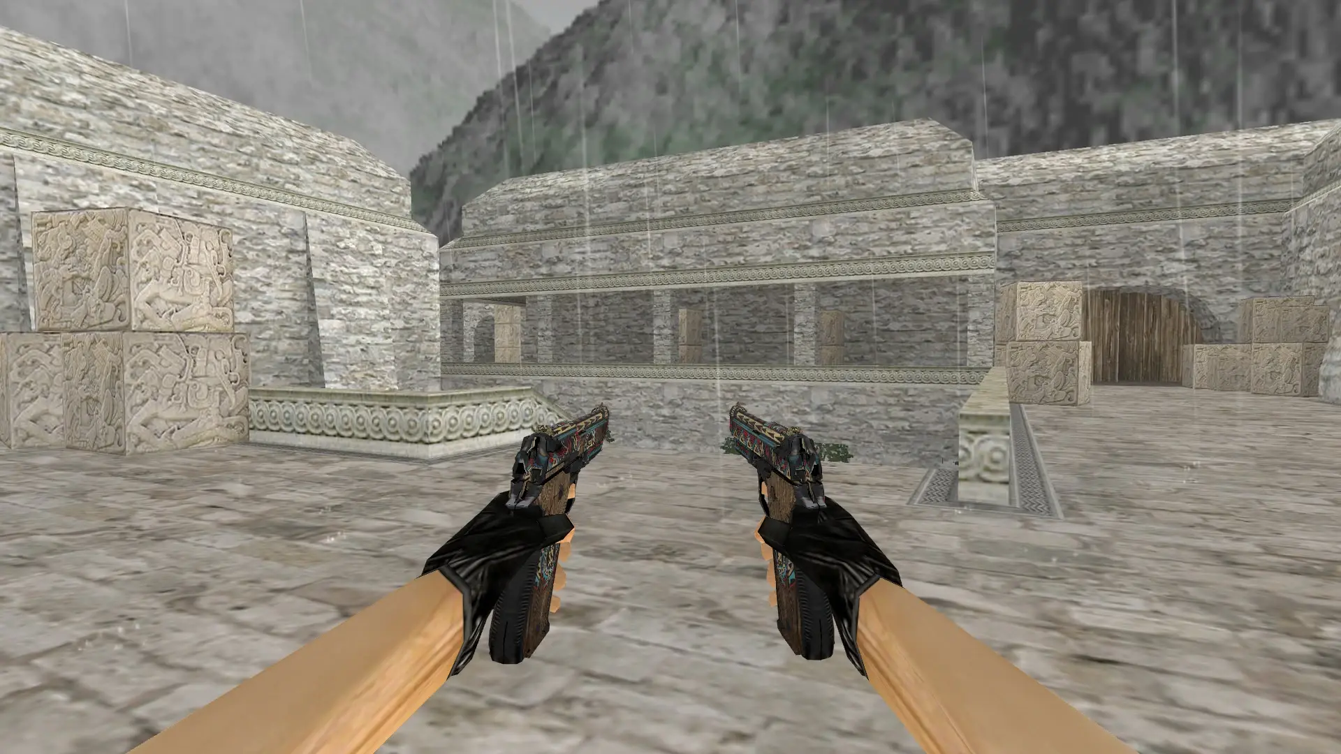 Dual Berettas Tribal Sky — de_aztec (first person)