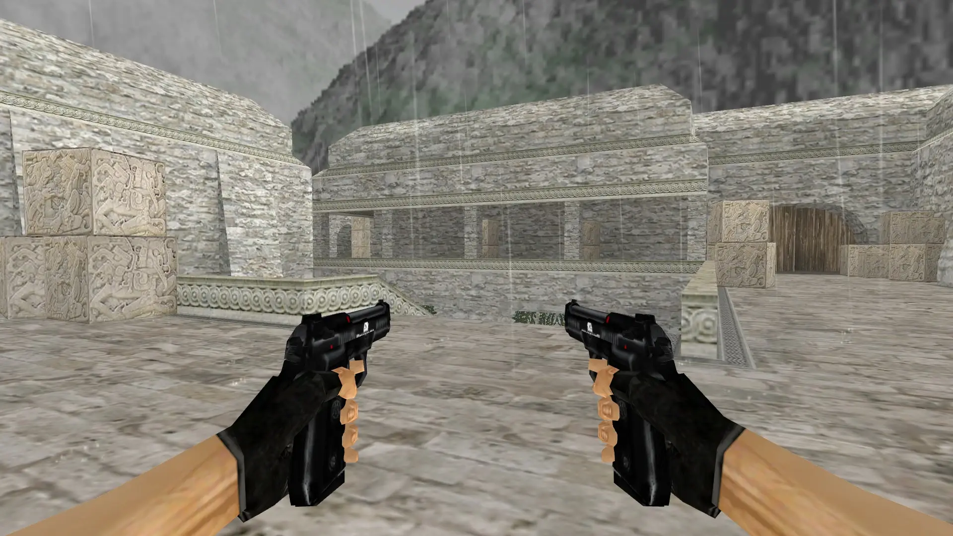 Dual Berettas Black Death — de_aztec (first person)