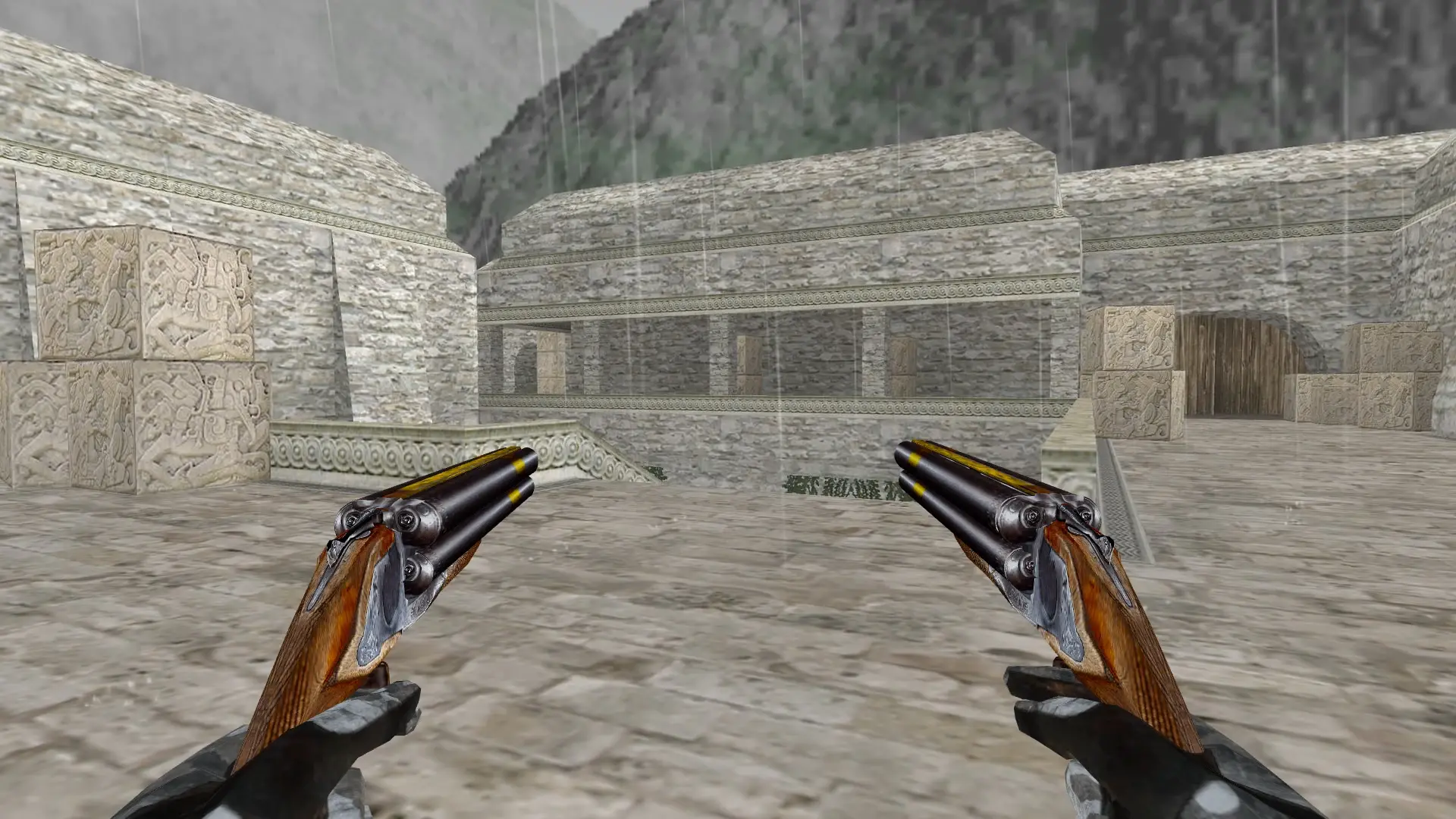 Dual Four-Barrel Shotguns — de_aztec (first person)