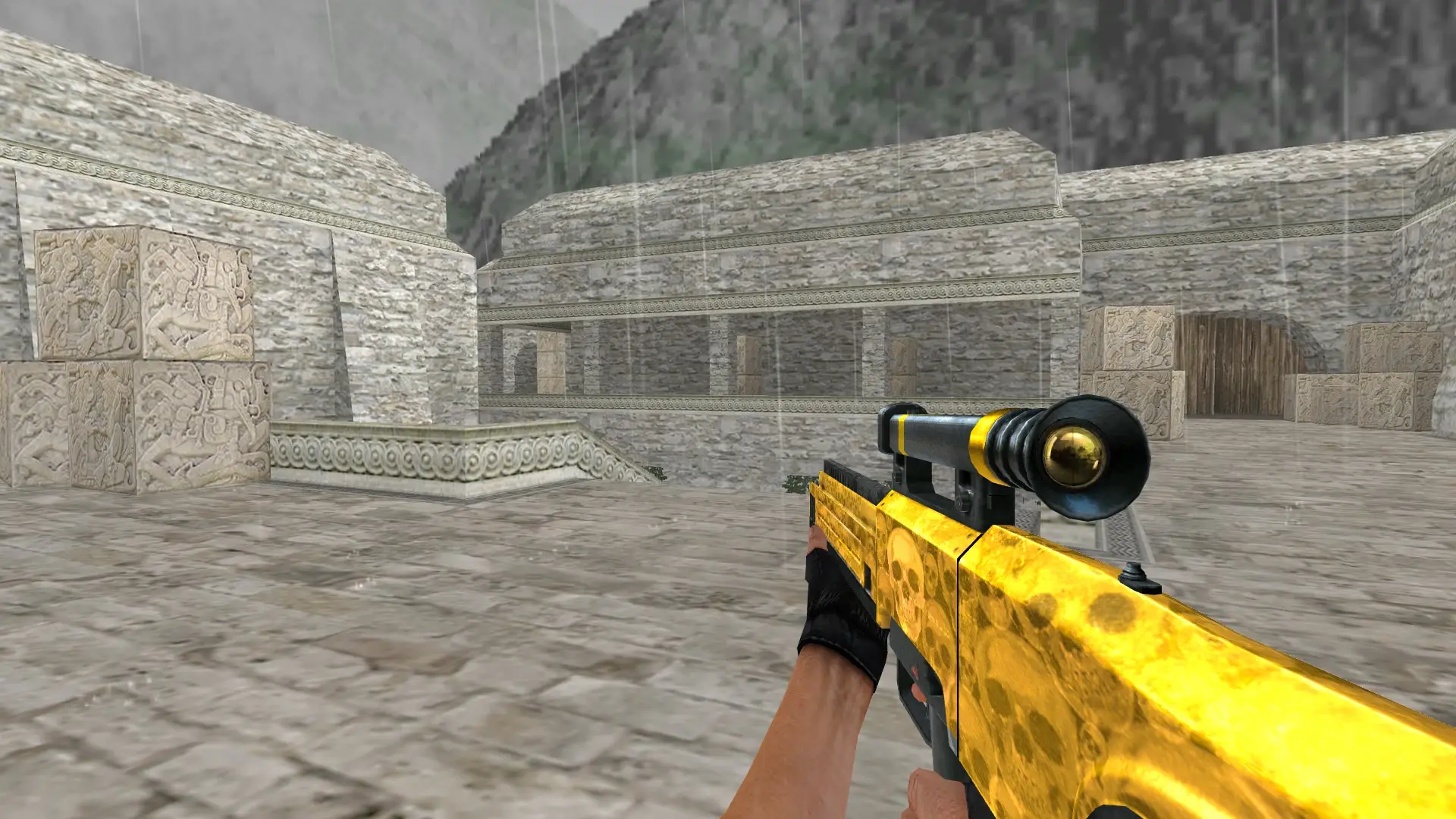 HK G11 Default Gold Skull — de_aztec (first person)