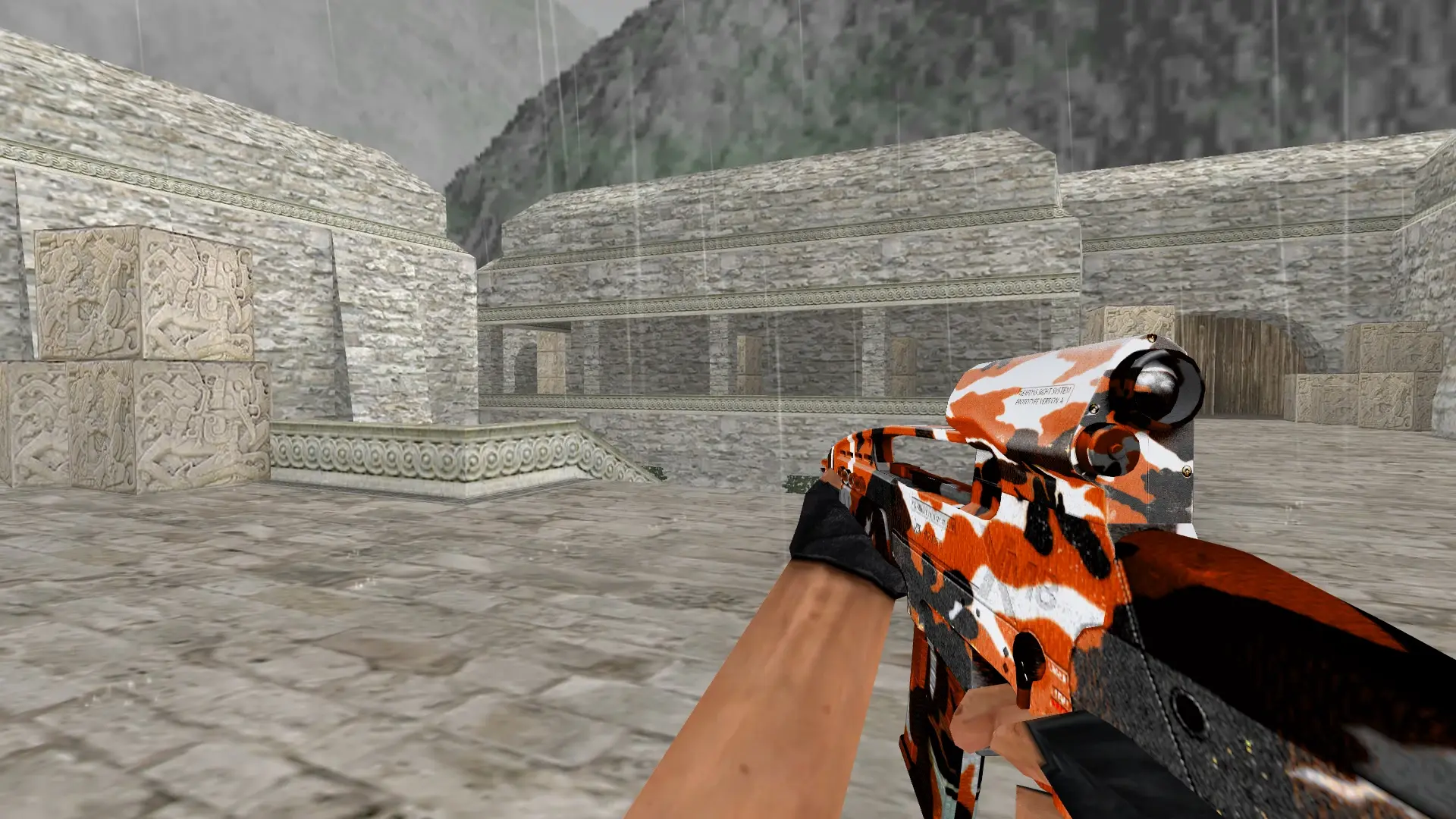 HK XM8 Orange Camo — de_aztec (first person)