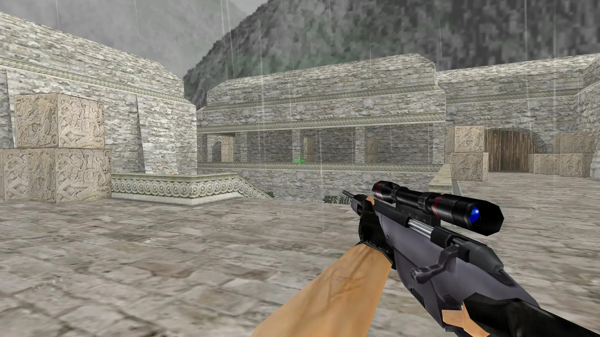 Scout with a Crosshair Sight — de_aztec (first person)