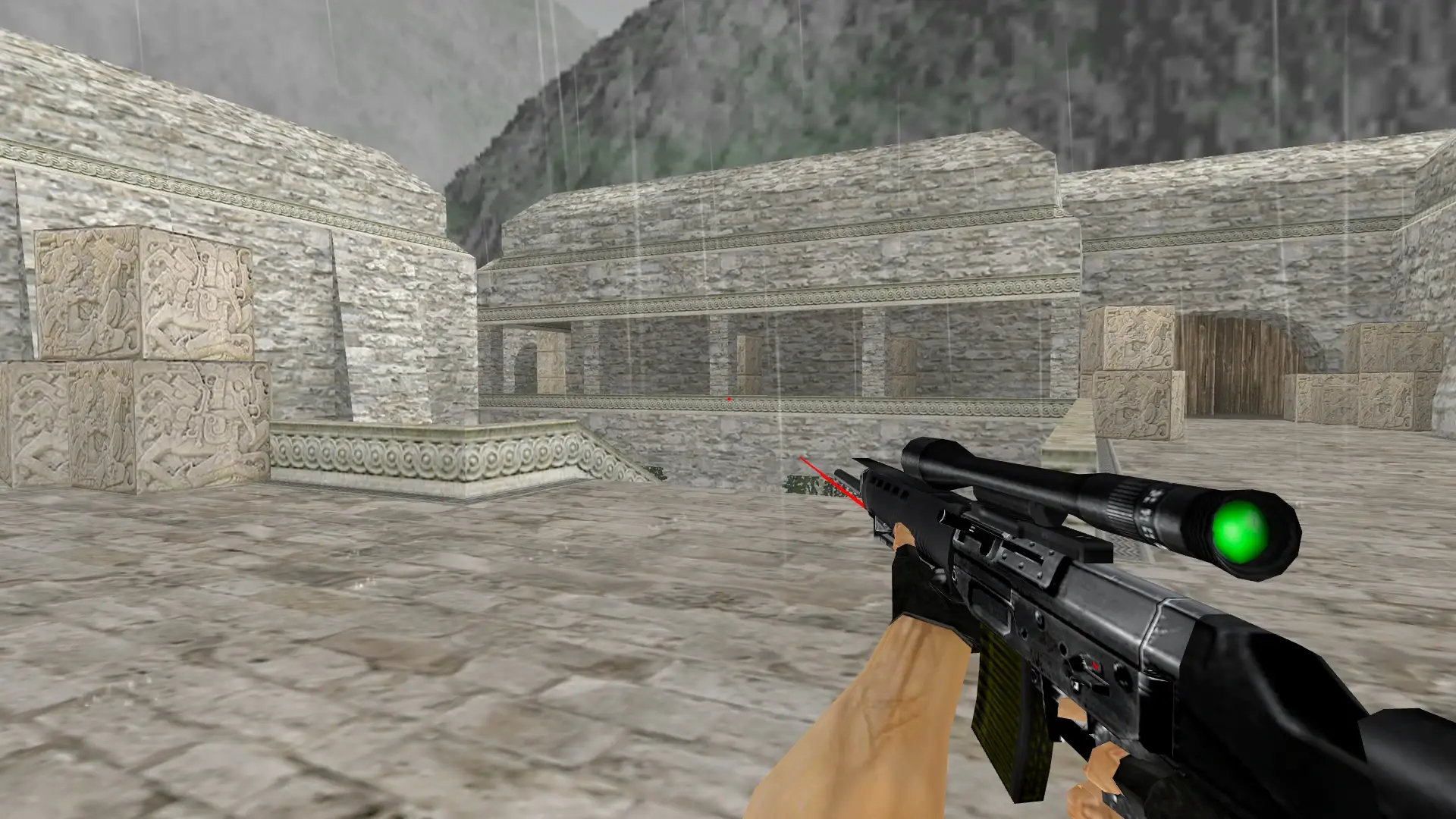 SG 550 with a laser sight — de_aztec (first person)