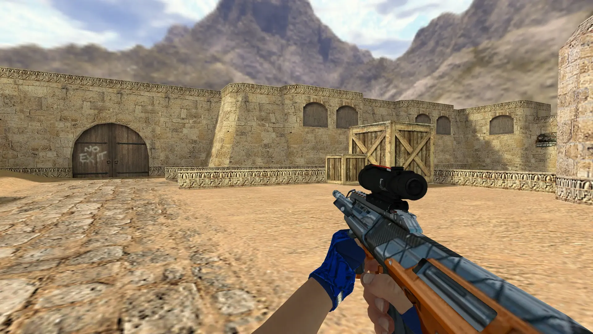 AUG: Hand Wraps Cobalt Skulls Pack — de_dust2 (first person)