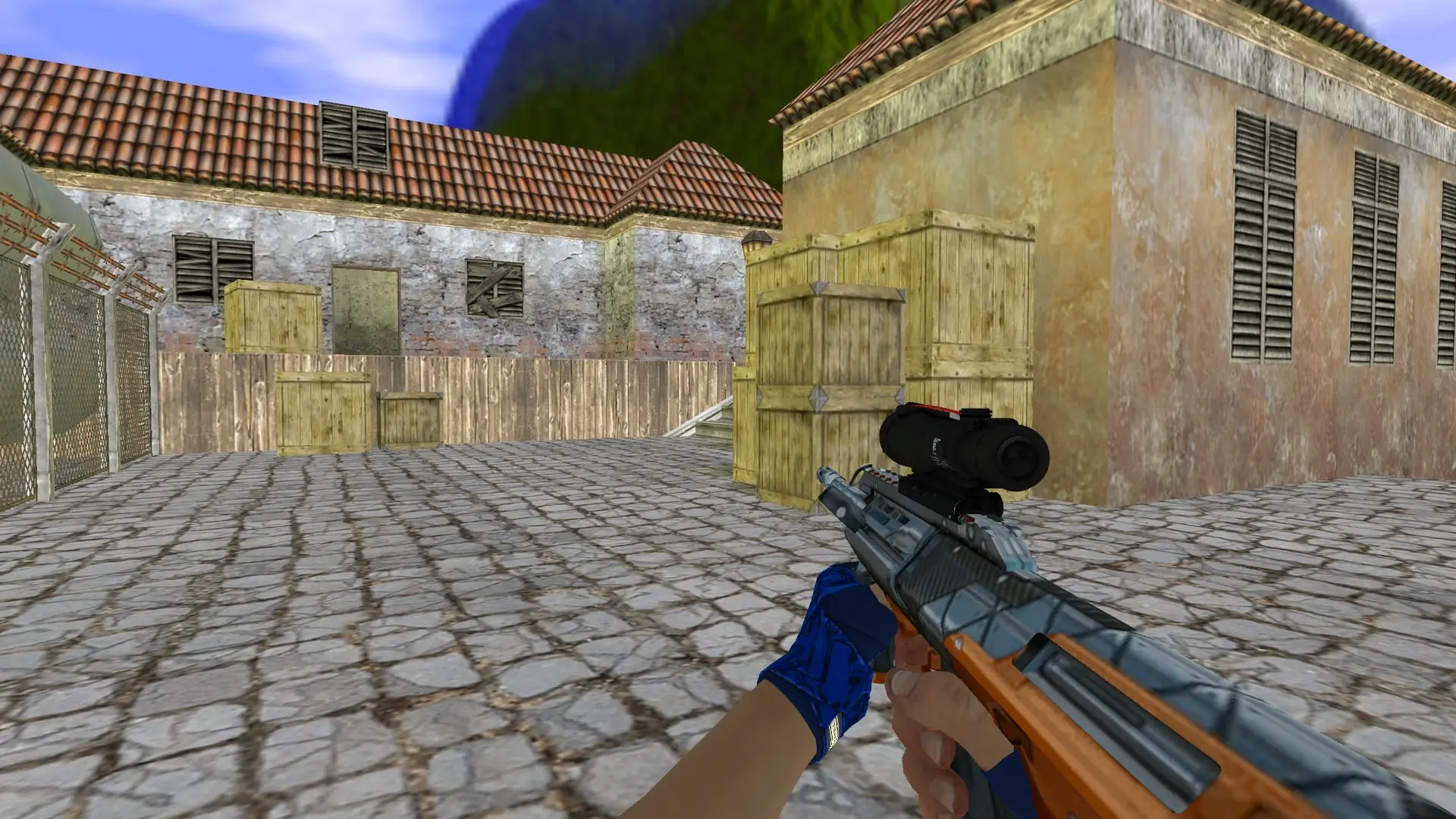 AUG: Hand Wraps Cobalt Skulls Pack — de_inferno (first person)