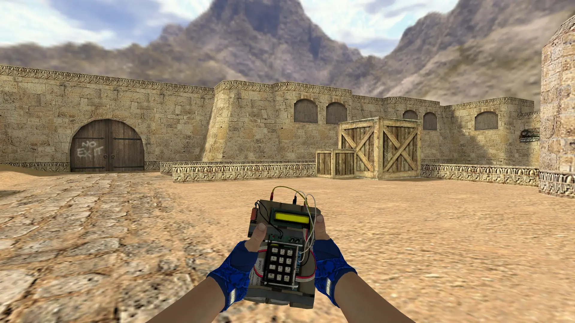 C4: Hand Wraps Cobalt Skulls Pack — de_dust2 (first person)