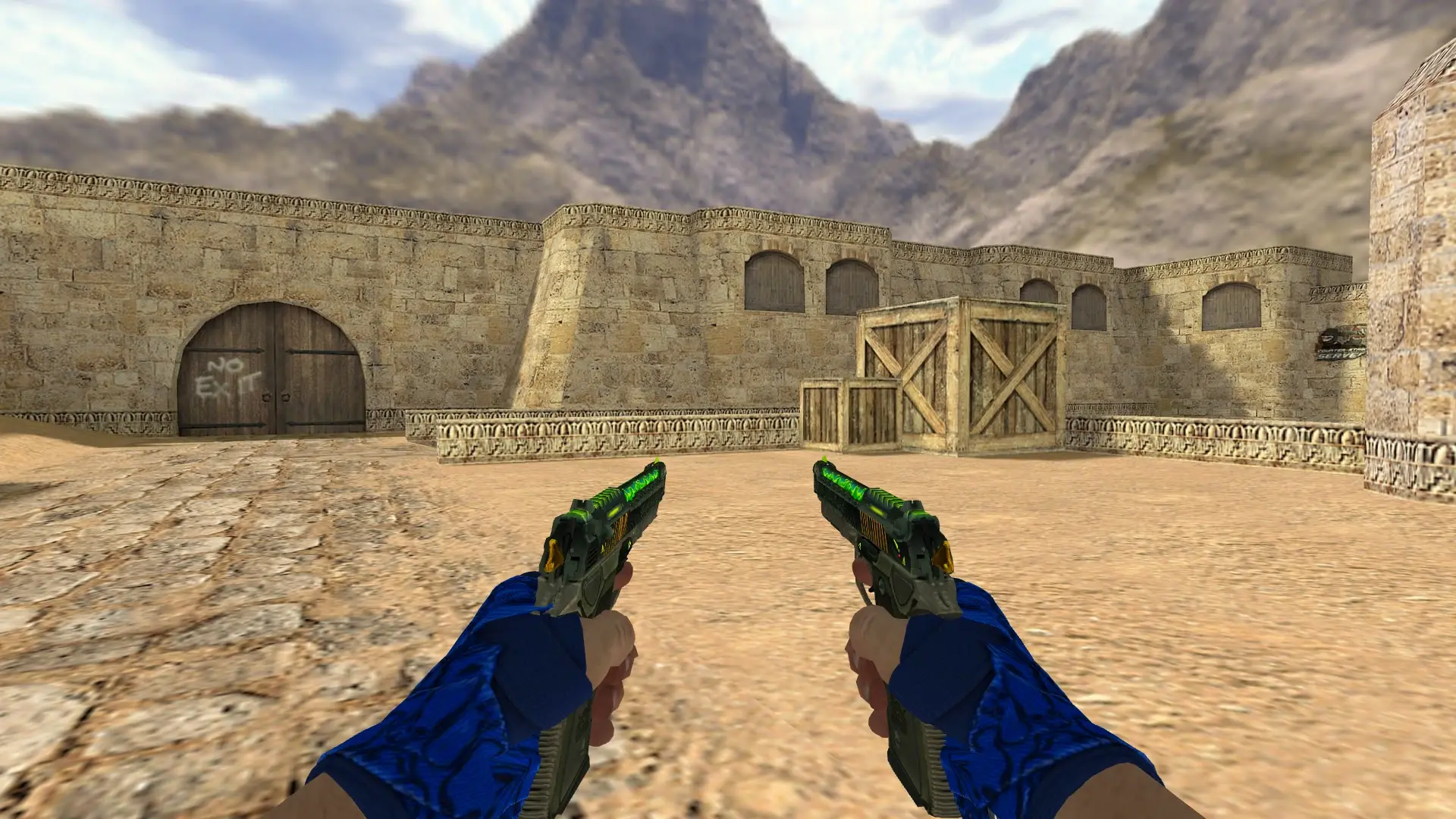 Dual Berettas: Hand Wraps Cobalt Skulls Pack — de_dust2 (first person)