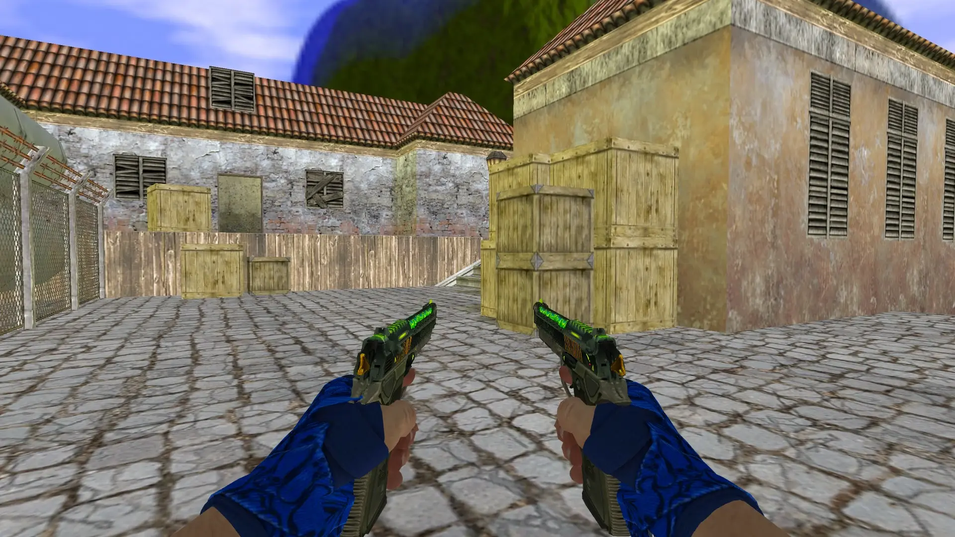 Dual Berettas: Hand Wraps Cobalt Skulls Pack — de_inferno (first person)