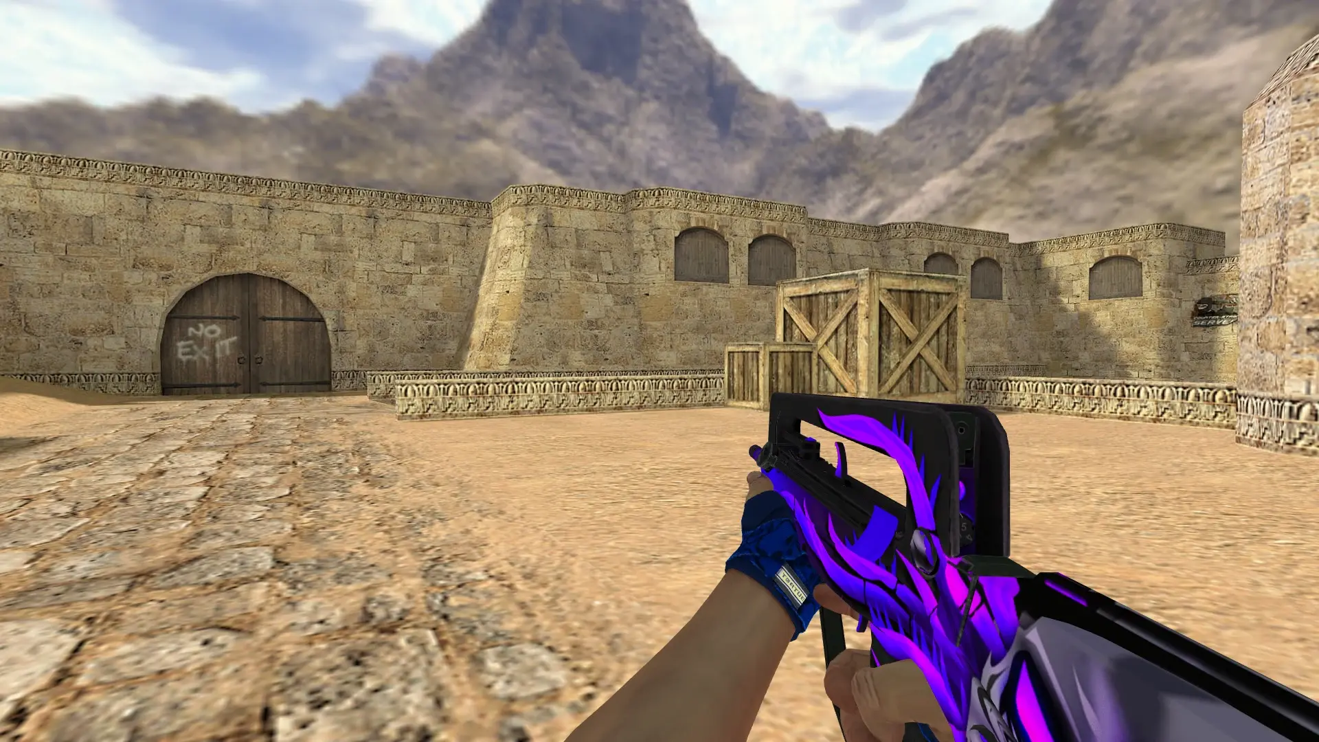 FAMAS: Hand Wraps Cobalt Skulls Pack — de_dust2 (first person)