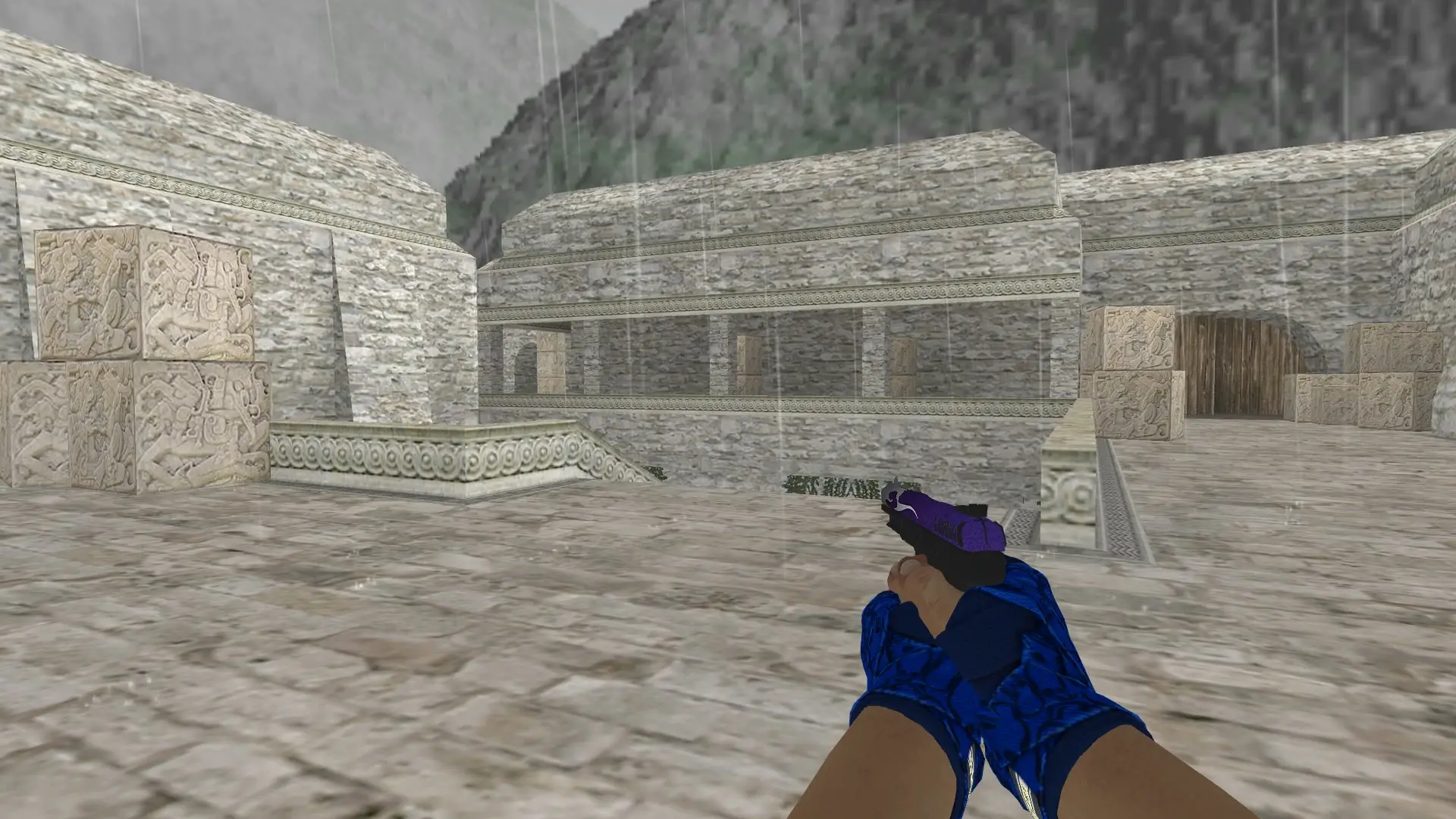 Five-SeveN: Hand Wraps Cobalt Skulls Pack — de_aztec (first person)