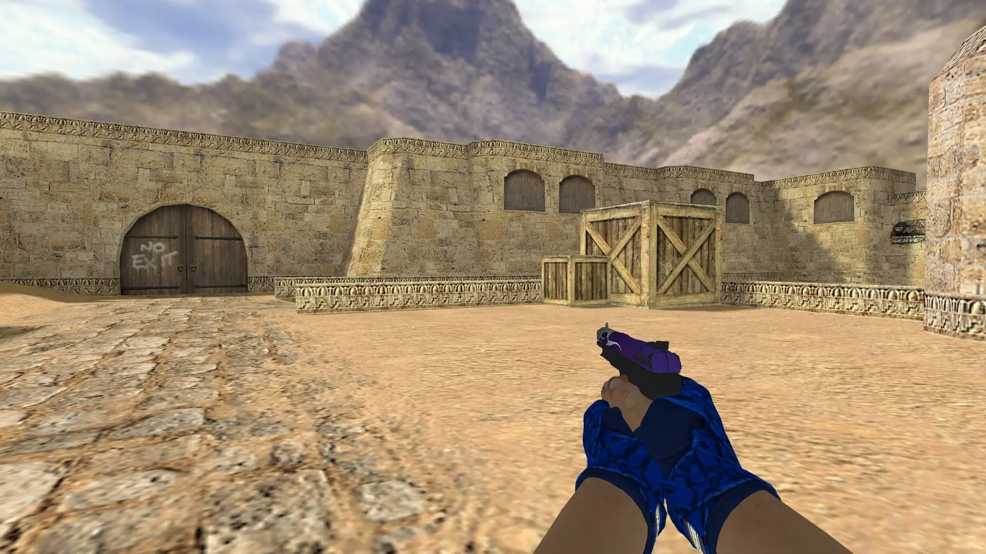 Five-SeveN: Hand Wraps Cobalt Skulls Pack — de_dust2 (first person)
