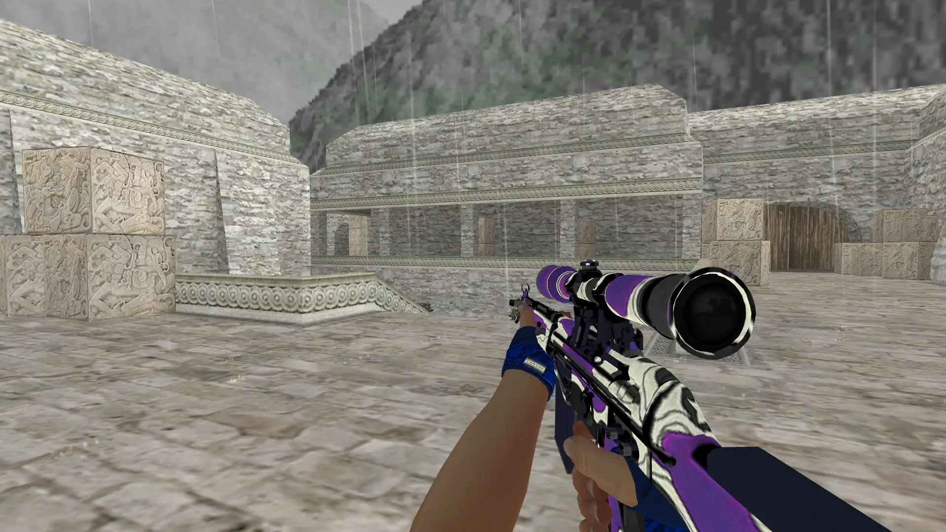 G3SG1: Hand Wraps Cobalt Skulls Pack — de_aztec (first person)