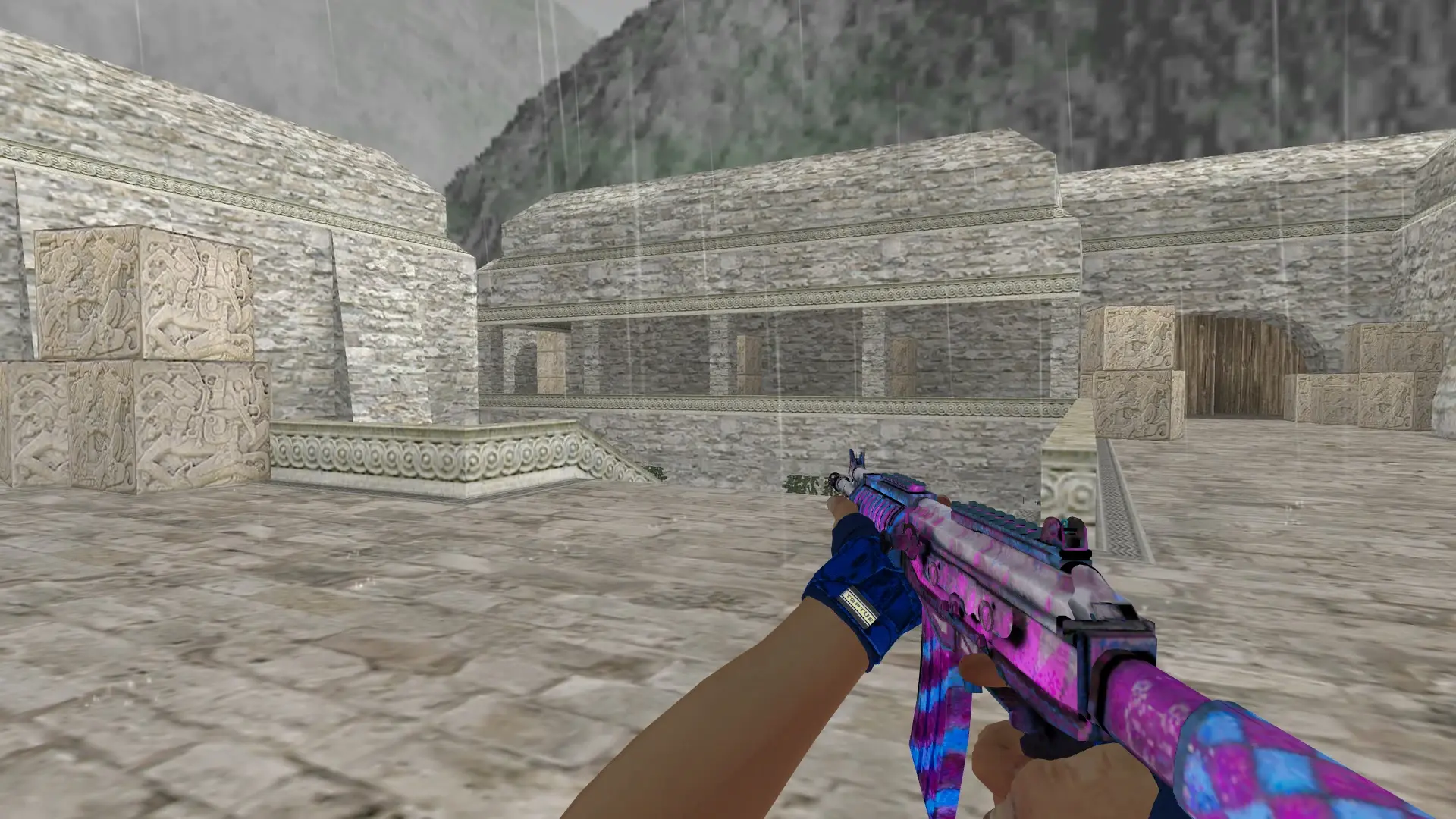 Galil: Hand Wraps Cobalt Skulls Pack — de_aztec (first person)