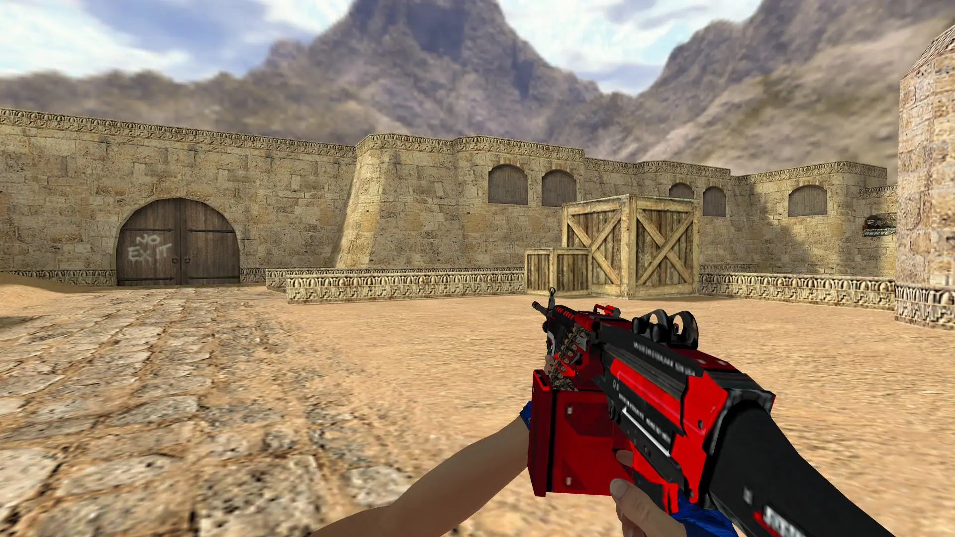 M249: Hand Wraps Cobalt Skulls Pack — de_dust2 (first person)