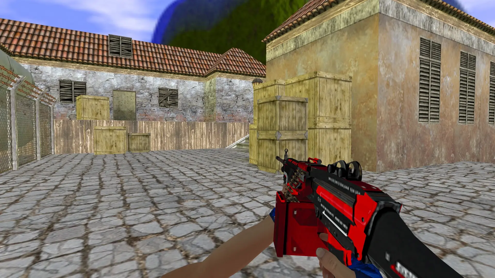 M249: Hand Wraps Cobalt Skulls Pack — de_inferno (first person)