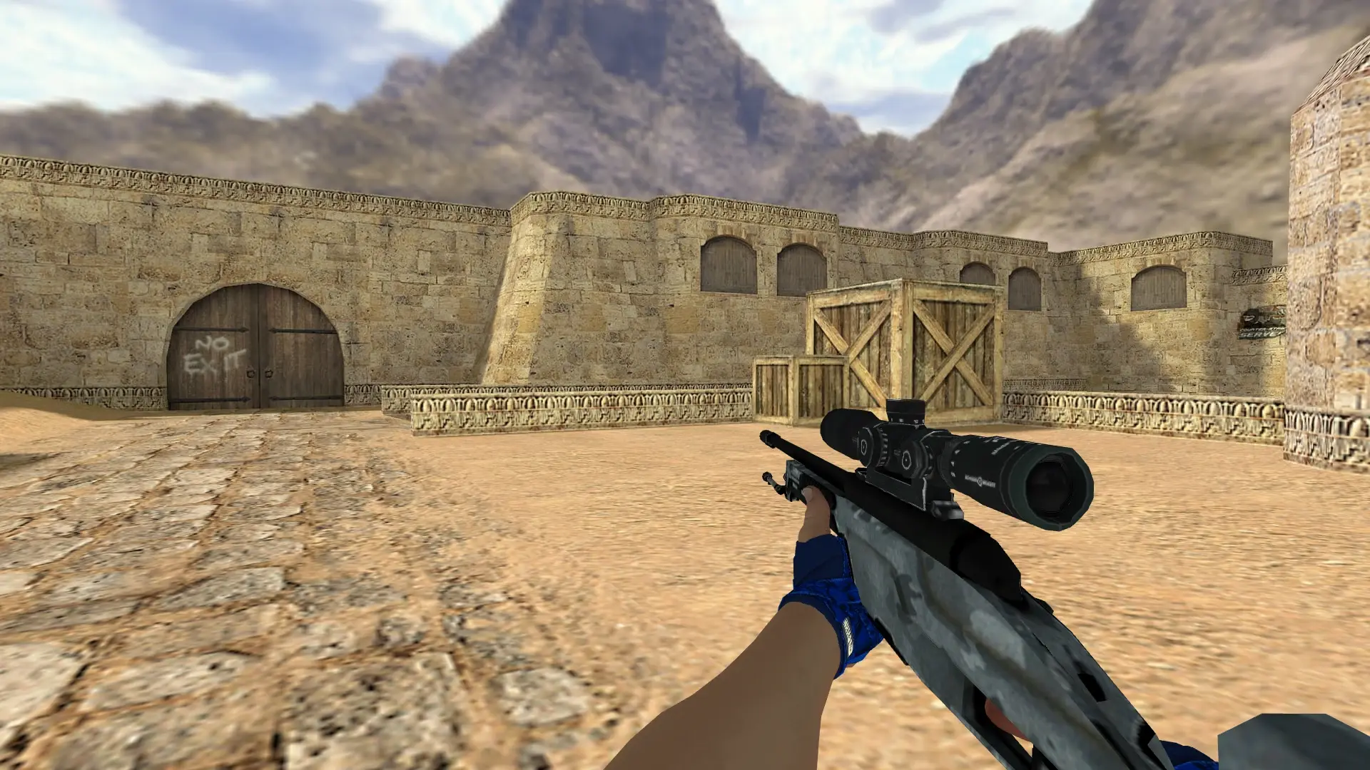 Scout: Hand Wraps Cobalt Skulls Pack — de_dust2 (first person)