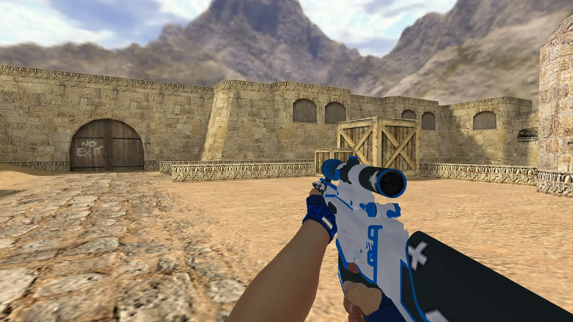 SG 550: Hand Wraps Cobalt Skulls Pack — de_dust2 (first person)