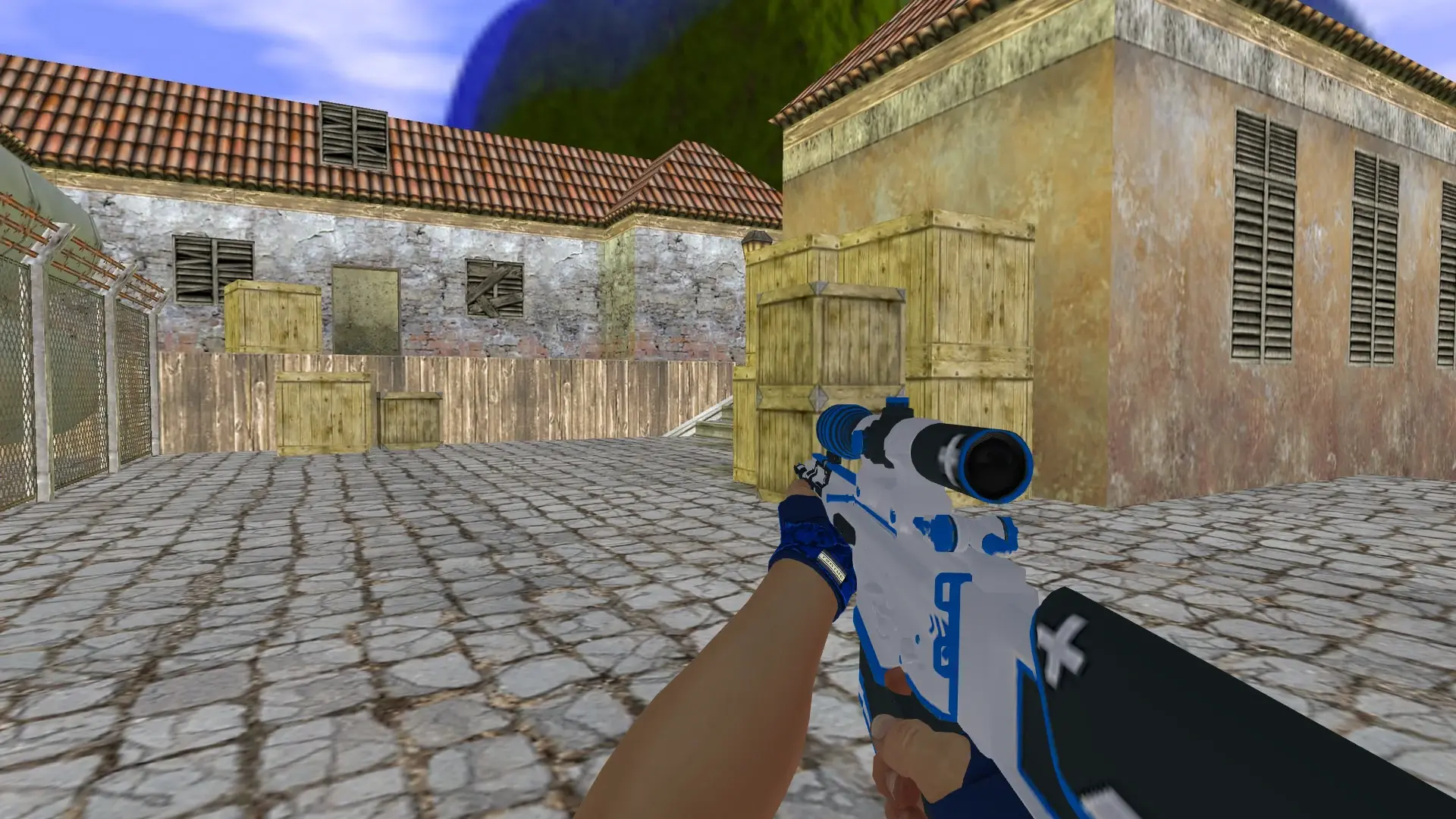 SG 550: Hand Wraps Cobalt Skulls Pack — de_inferno (first person)