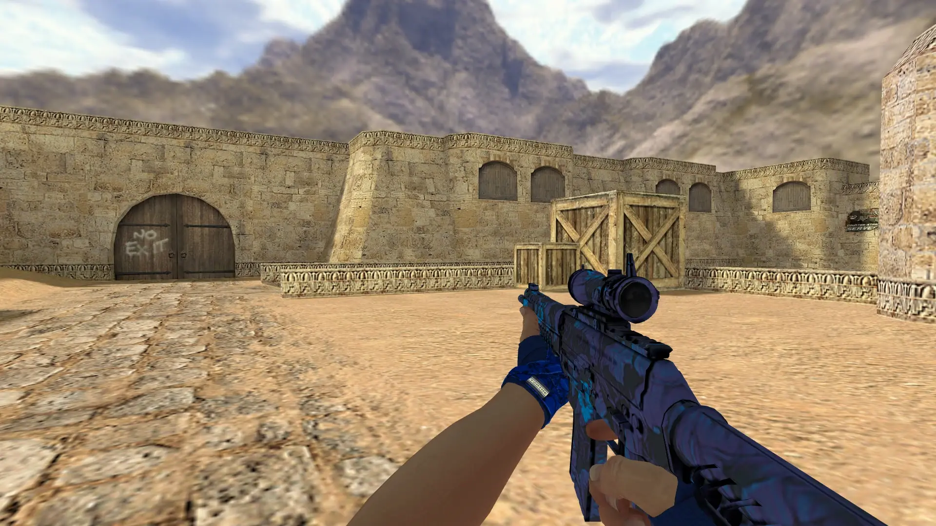 SG 552: Hand Wraps Cobalt Skulls Pack — de_dust2 (first person)