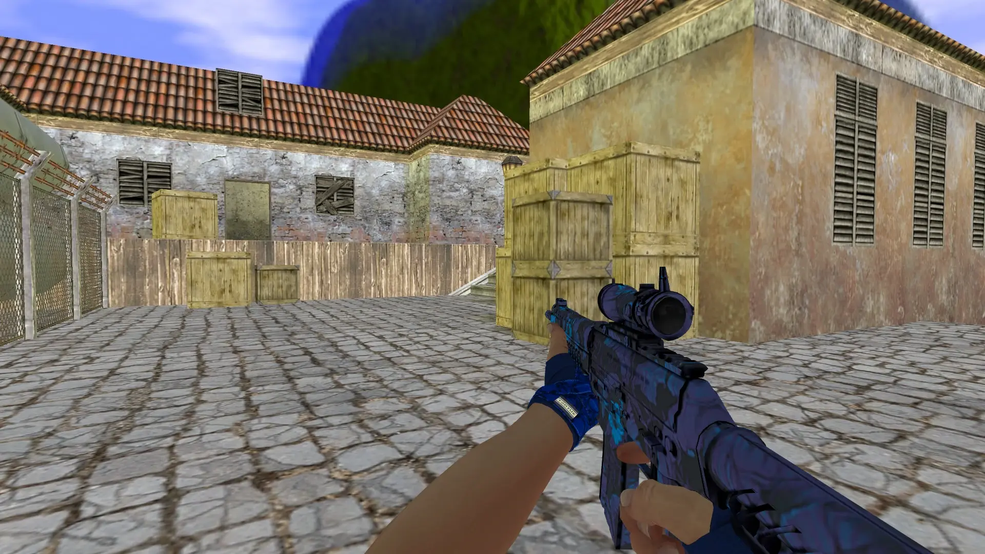 SG 552: Hand Wraps Cobalt Skulls Pack — de_inferno (first person)