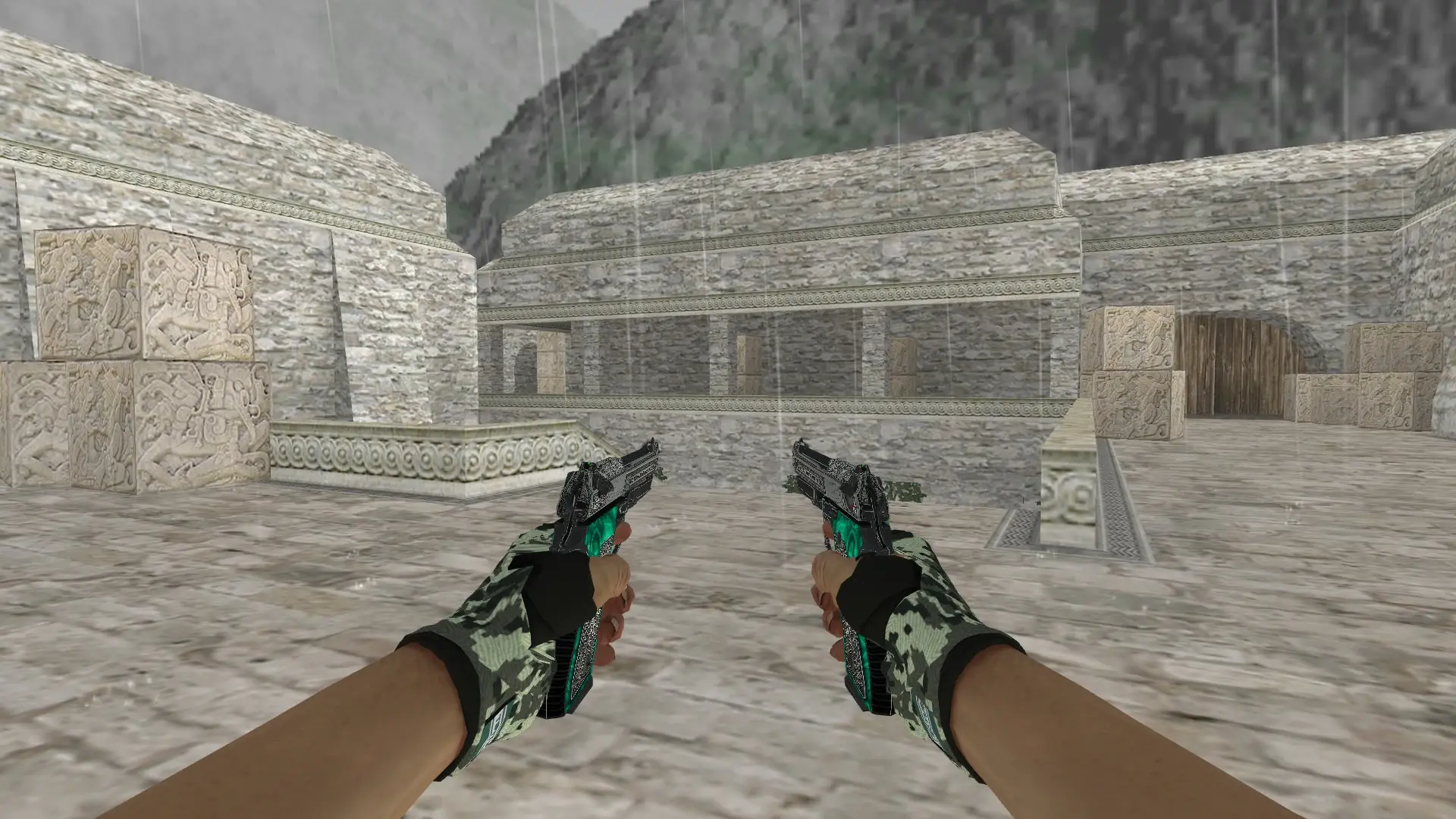 Dual Berettas: Hand Wraps Spruce DDPAT Pack — de_aztec (first person)