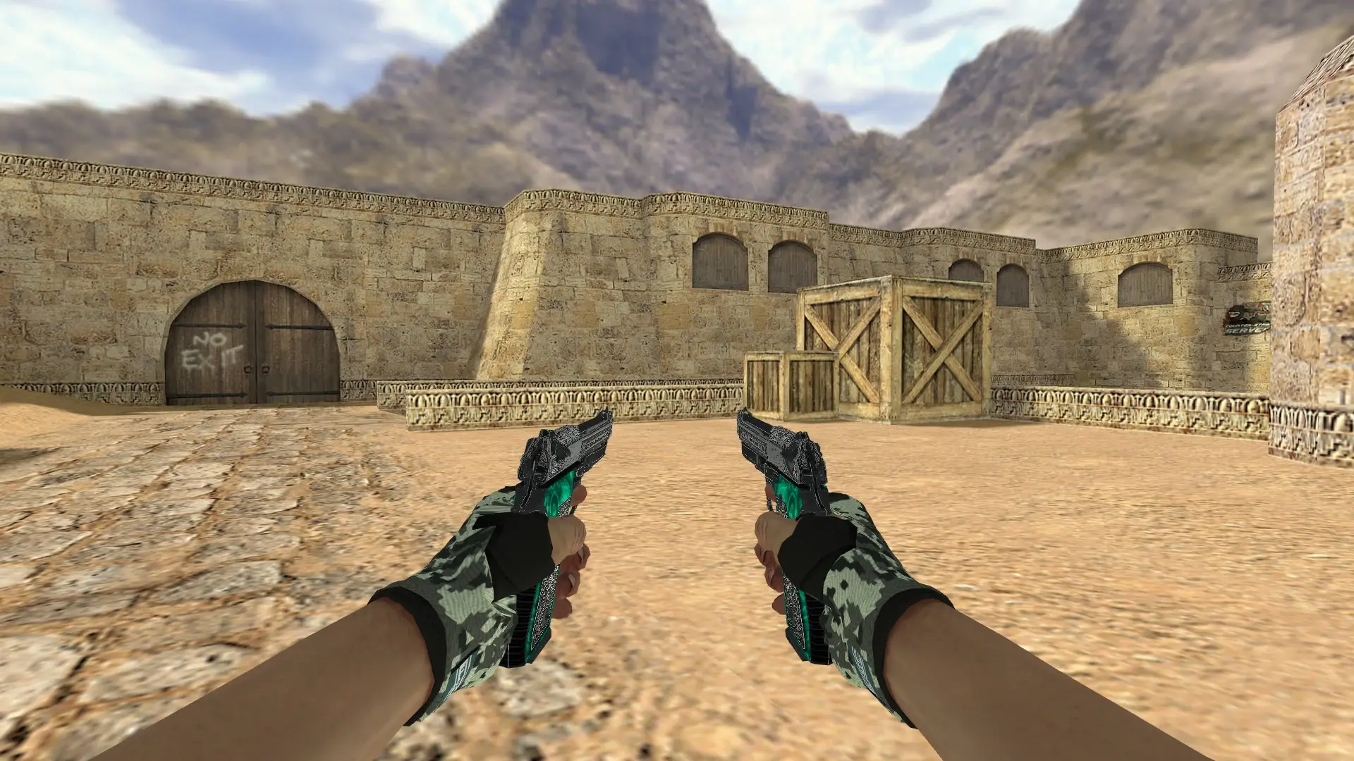 Dual Berettas: Hand Wraps Spruce DDPAT Pack — de_dust2 (first person)