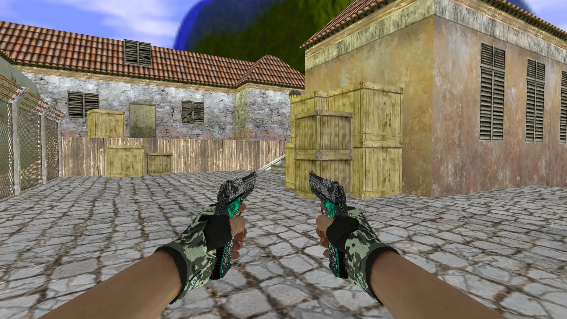Dual Berettas: Hand Wraps Spruce DDPAT Pack — de_inferno (first person)