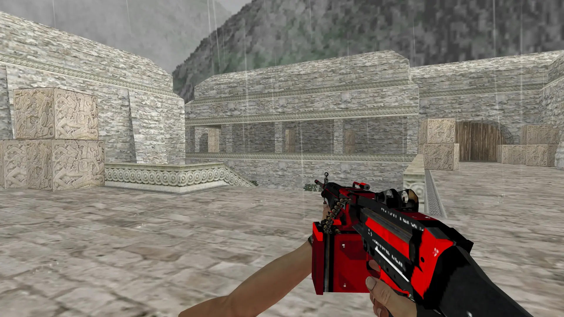 M249: Hand Wraps Spruce DDPAT Pack — de_aztec (first person)