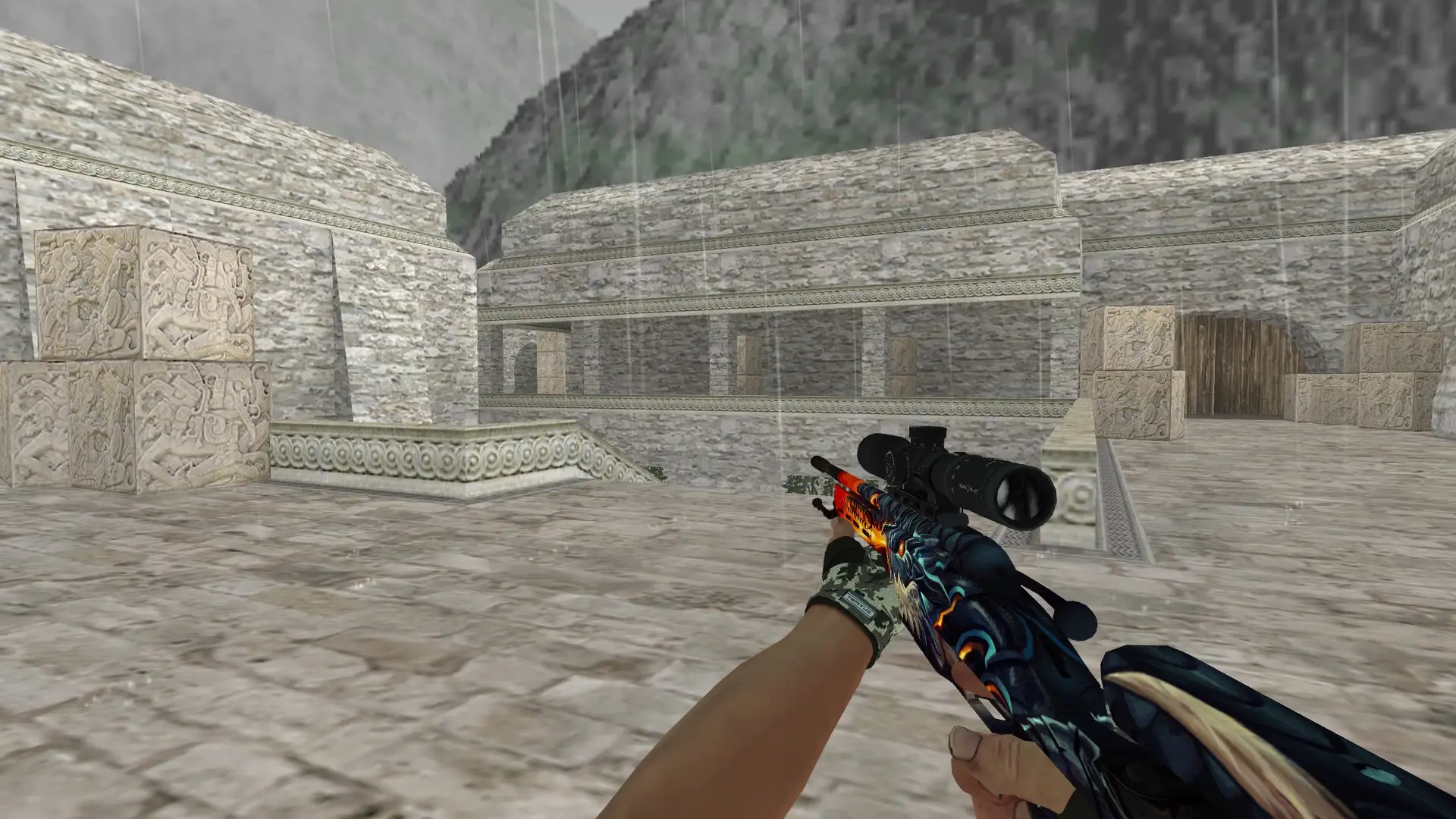 Scout: Hand Wraps Spruce DDPAT Pack — de_aztec (first person)
