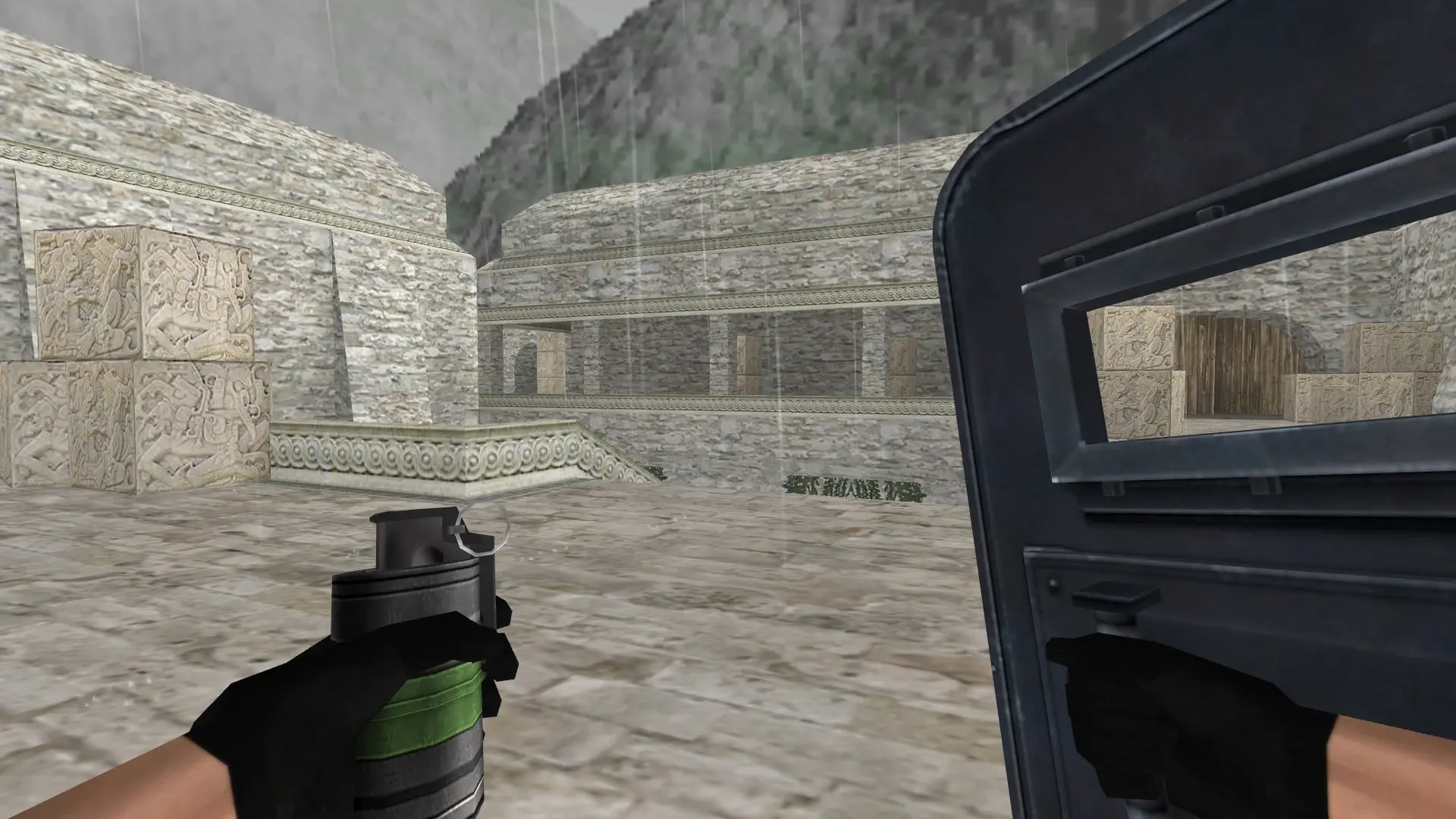 Shield and Smoke Grenade: HD Weapon Model Pack — de_aztec (first person)