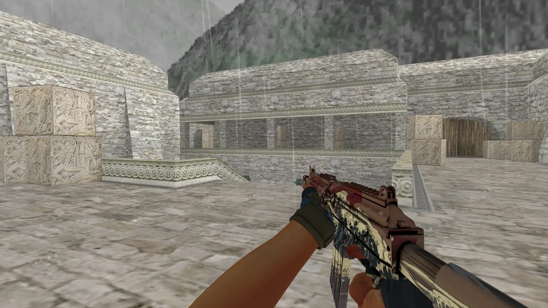 Galil: Hydra Gloves Case Hardened Pack — de_aztec (first person)