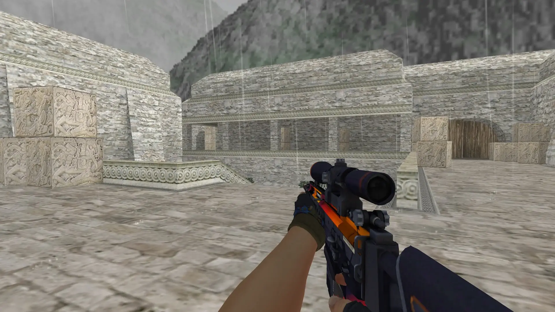 SG 550: Hydra Gloves Case Hardened Pack — de_aztec (first person)
