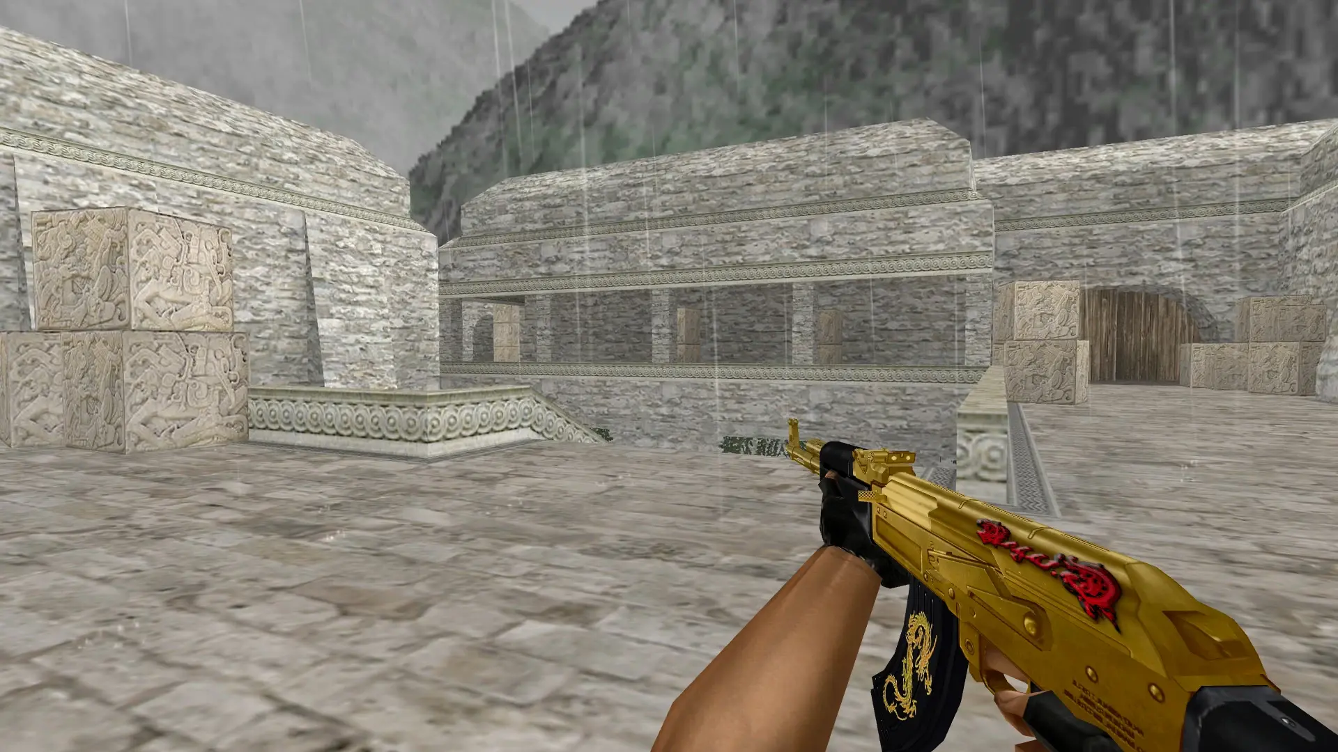 AK-47 — Gold Dragon Pack — de_aztec (first person)
