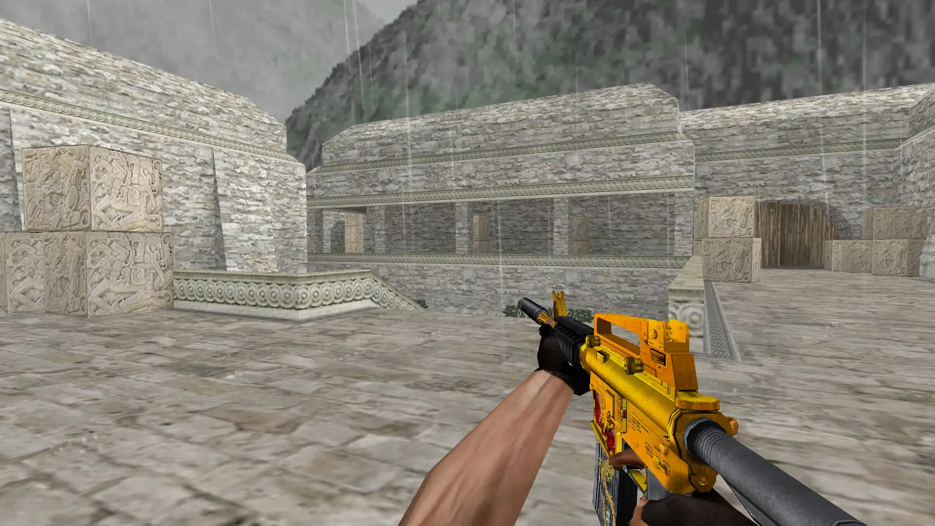 M4A1 — Gold Dragon Pack — de_aztec (first person)