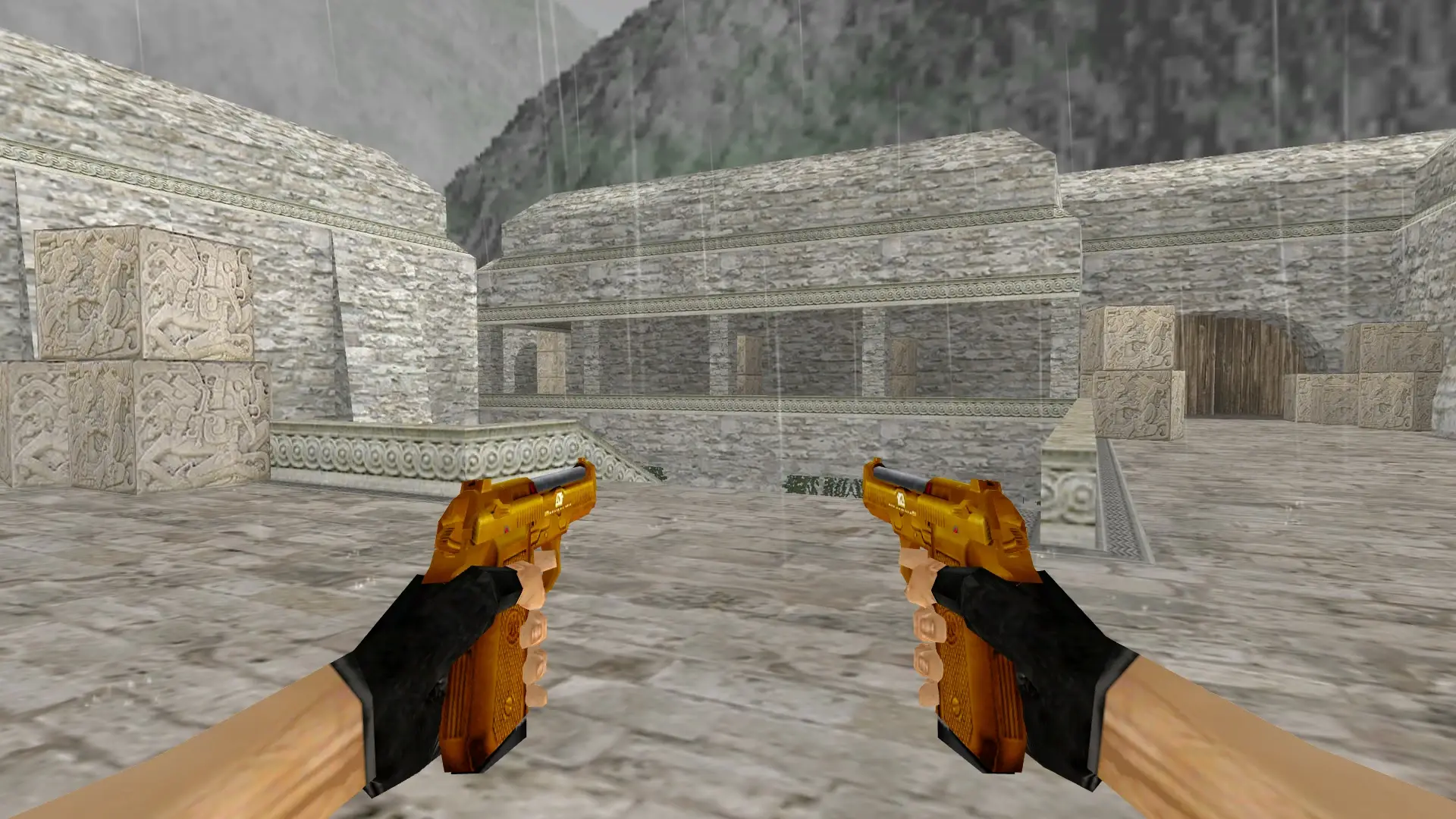 Dual Berettas — Gold Weapons Pack V3 — de_aztec (first person)