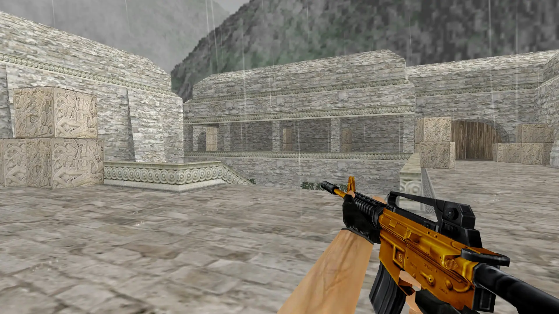 M4A1 — Gold Weapons Pack V3 — de_aztec (first person)