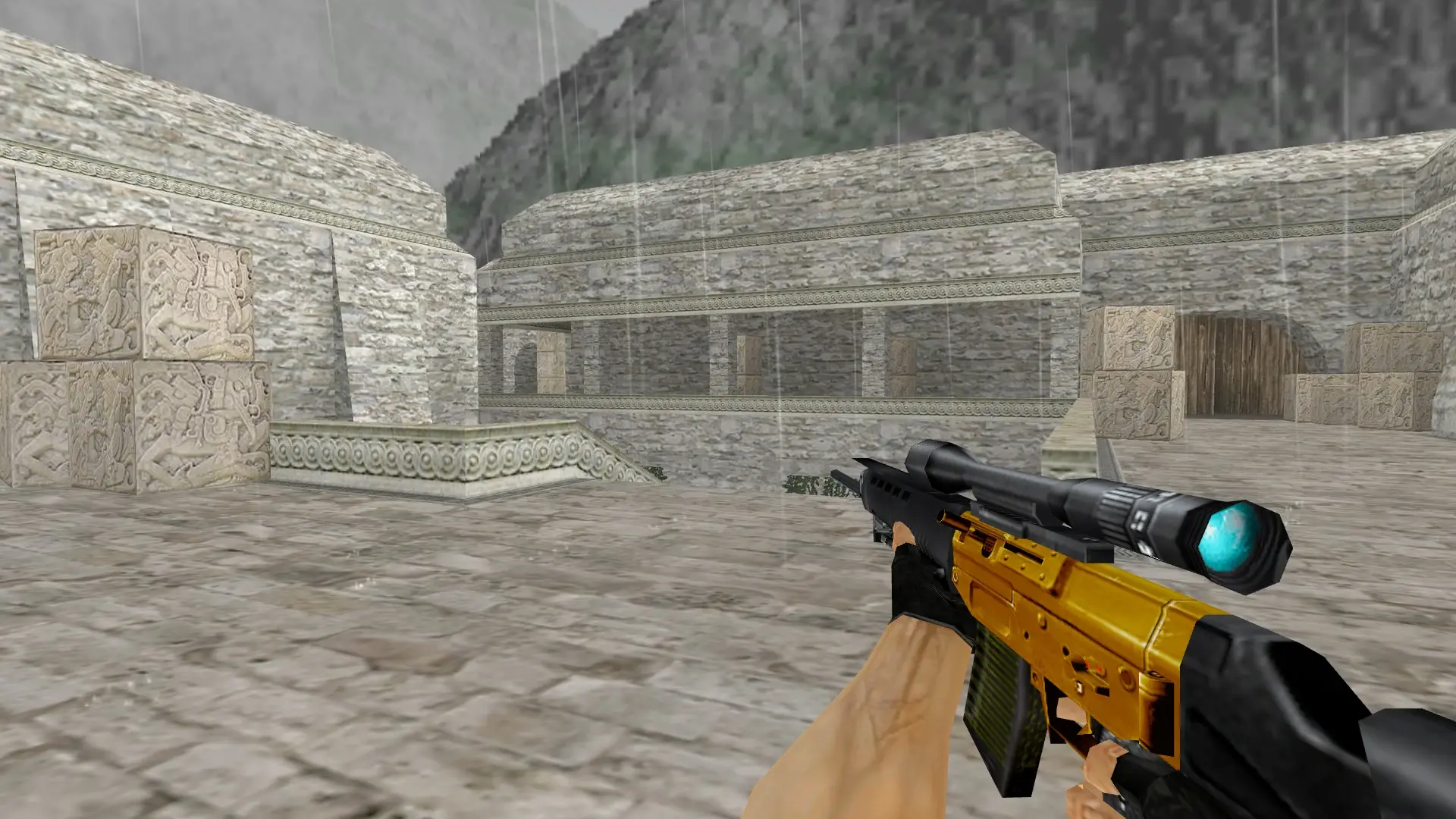 SG550 — Gold Weapons Pack V3 — de_aztec (first person)